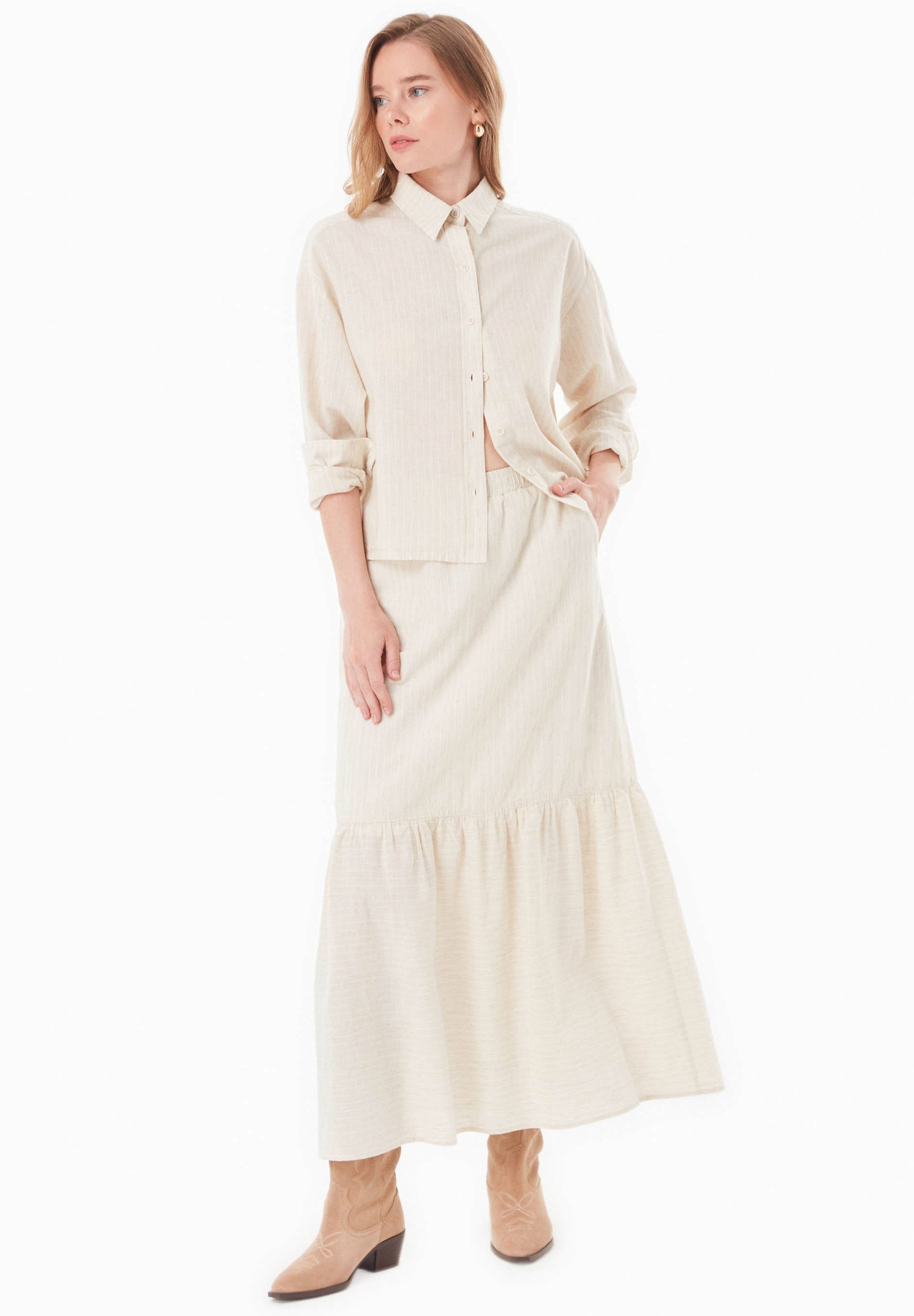 Bluse aus Bio-Baumwolle und Leinen