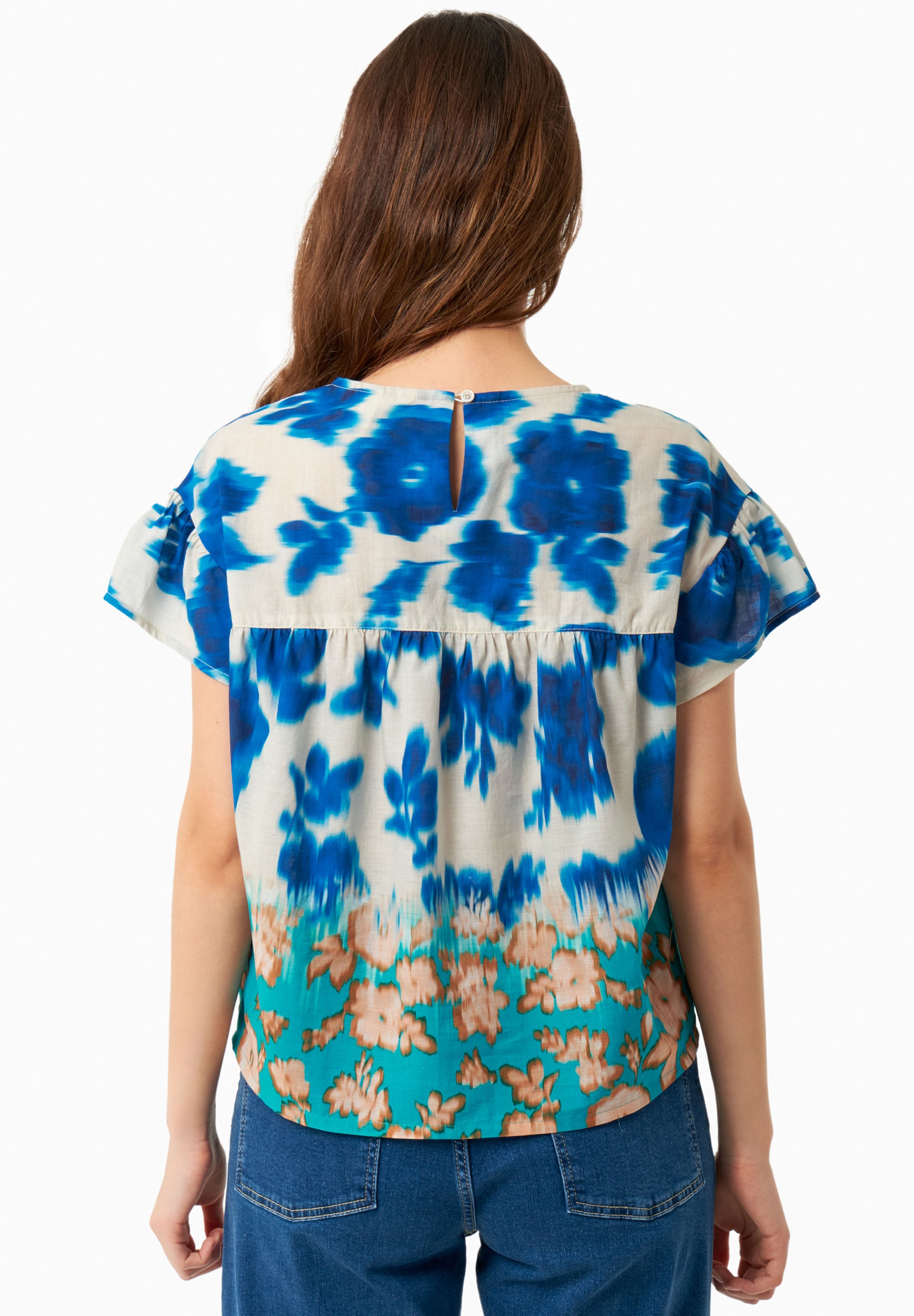 Bluse aus Bio-Baumwoll-Voile mit Blumenmuster