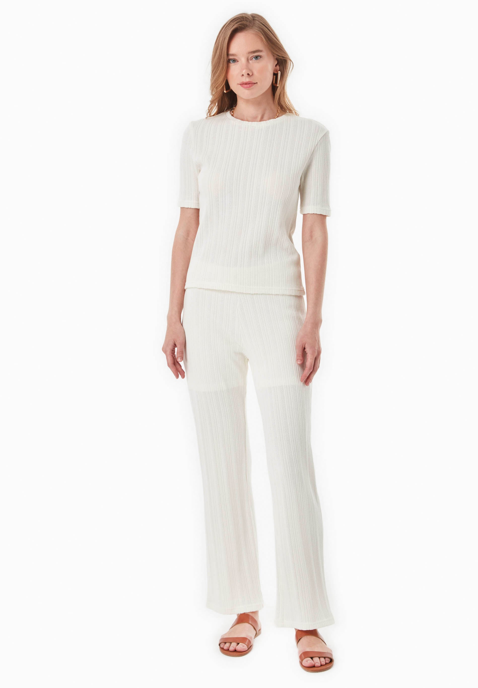 Jacquard Rib Top mit 1/2 Arm