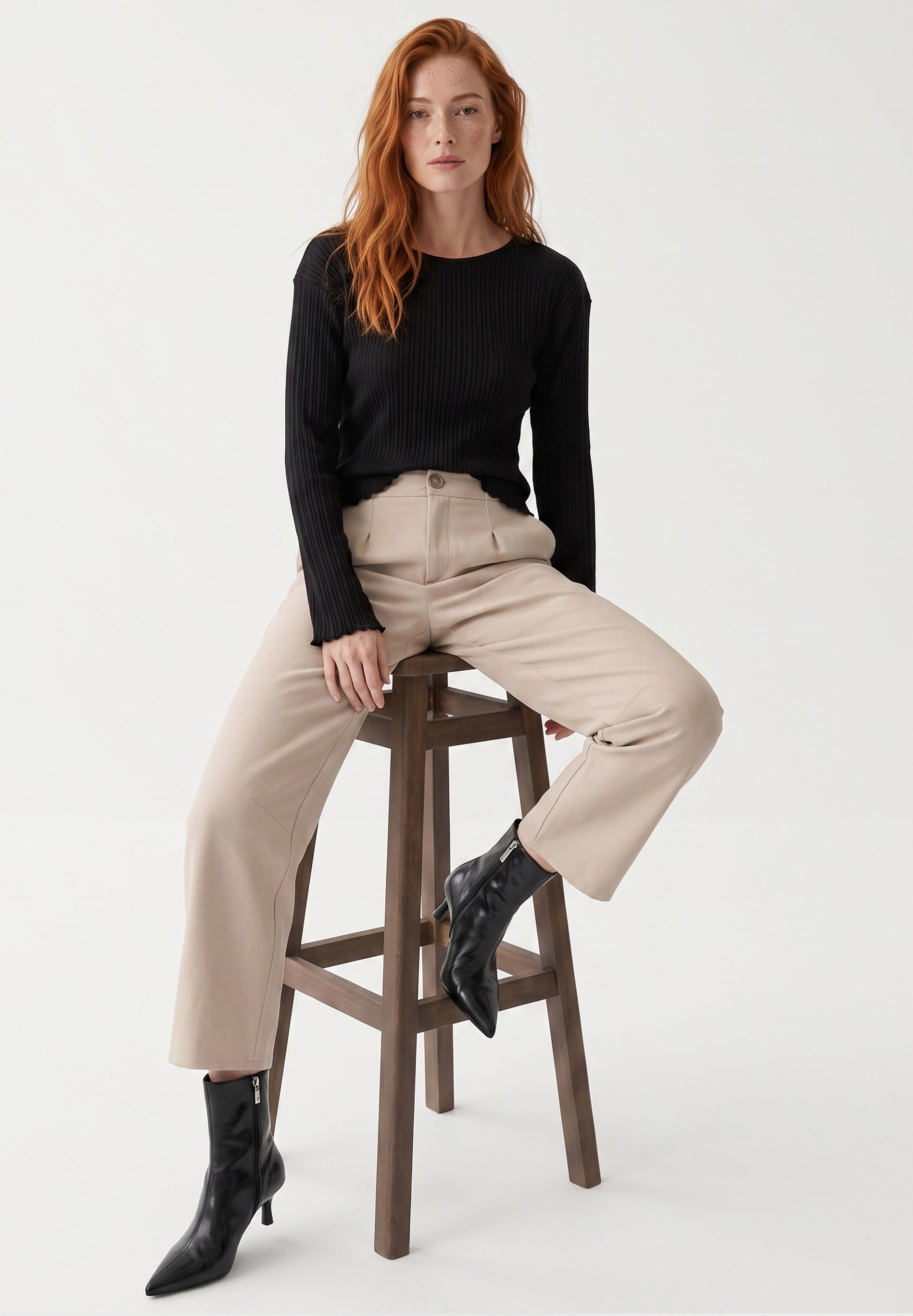 Longsleeve aus Bio-Baumwolle im Rippstrick