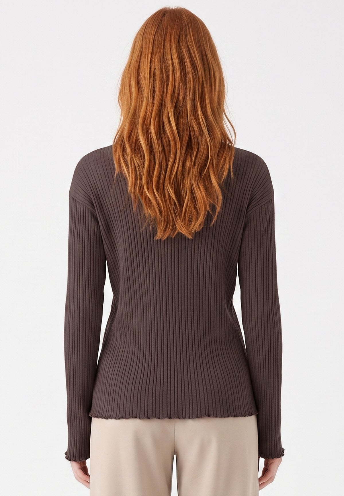 Longsleeve aus Bio-Baumwolle im Rippstrick
