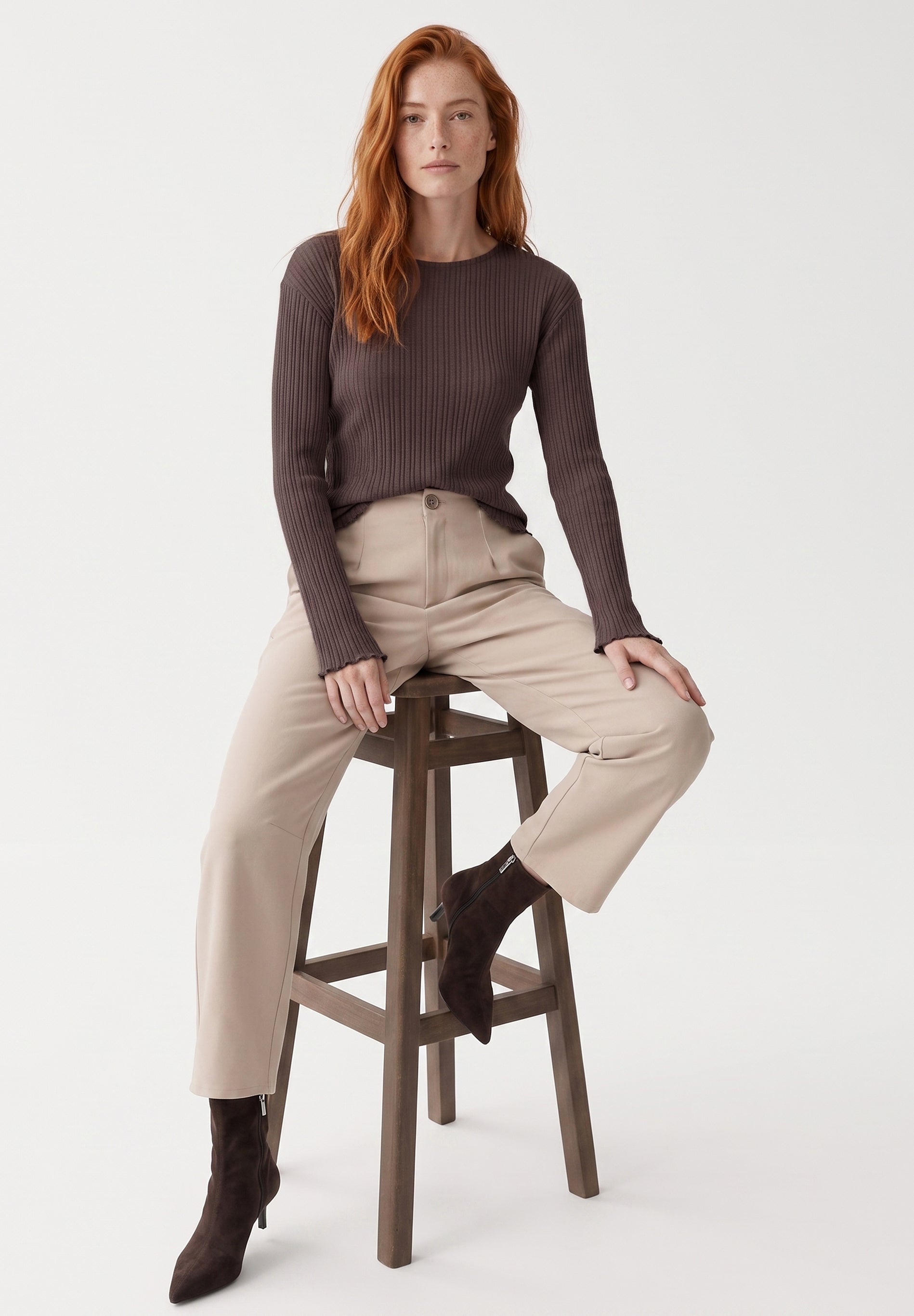 Longsleeve aus Bio-Baumwolle im Rippstrick