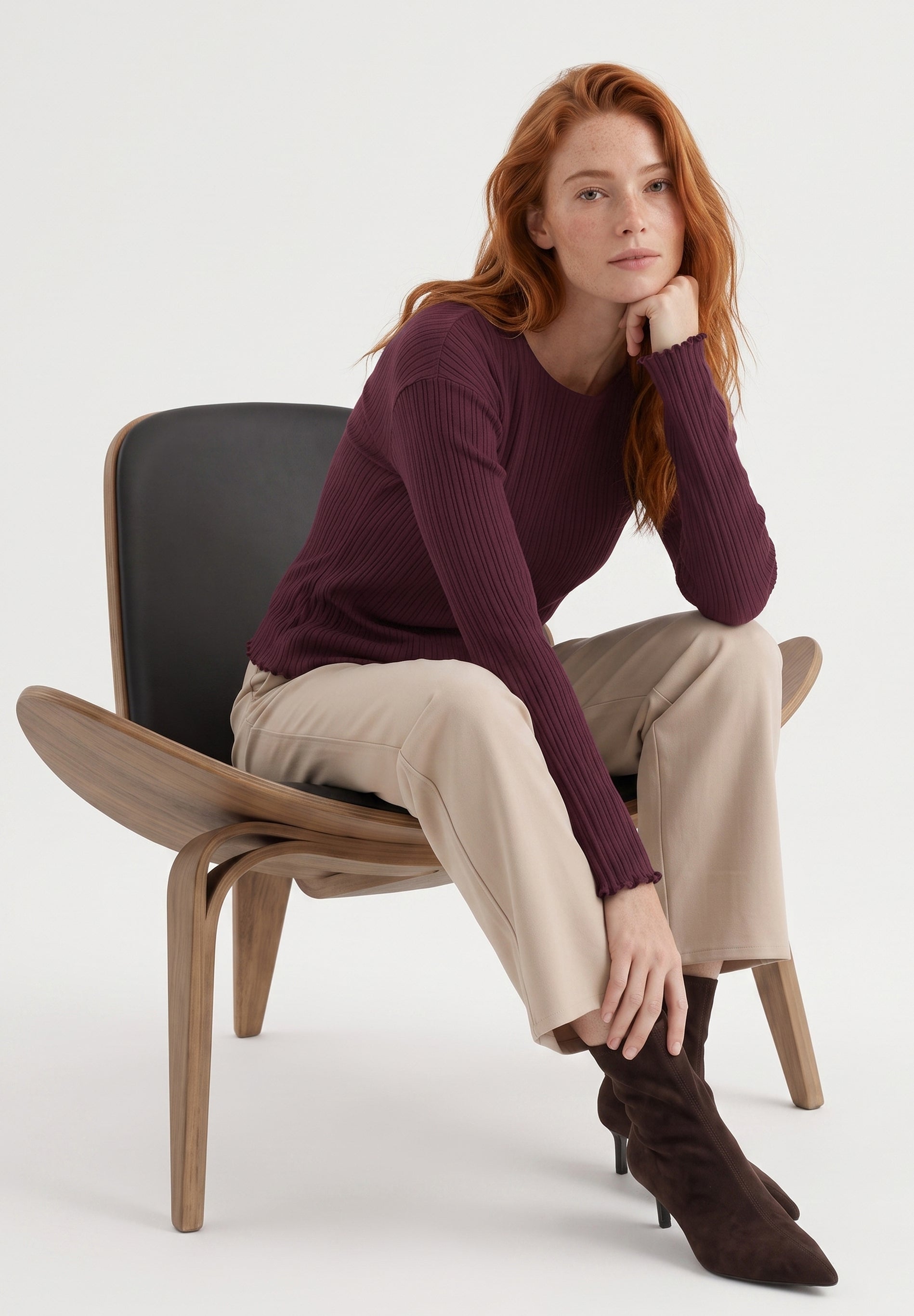 Longsleeve aus Bio-Baumwolle im Rippstrick