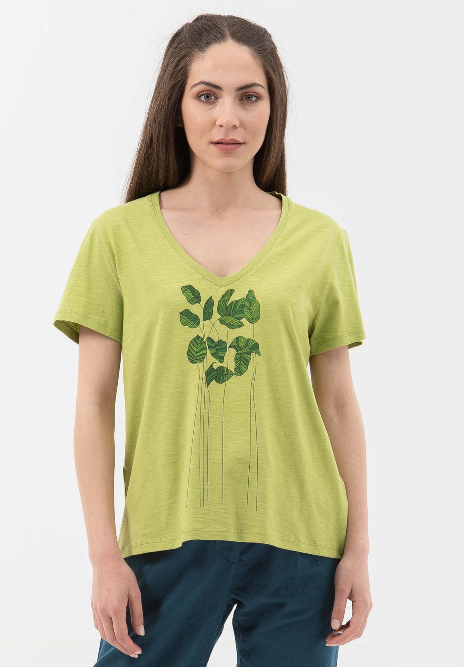 T-Shirt aus Bio-Baumwolle mit Blatt-Print
