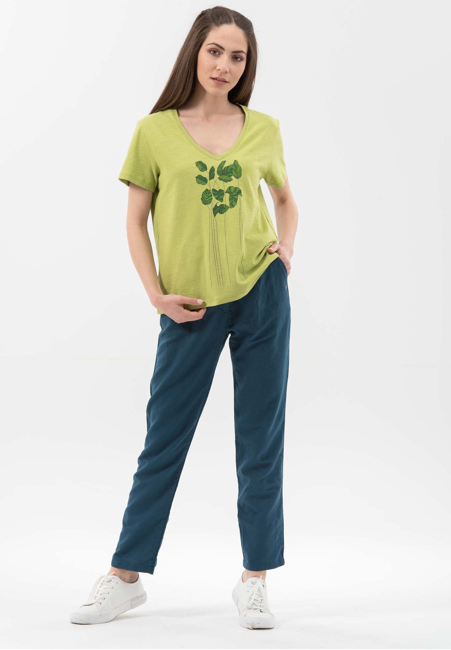 T-Shirt aus Bio-Baumwolle mit Blatt-Print