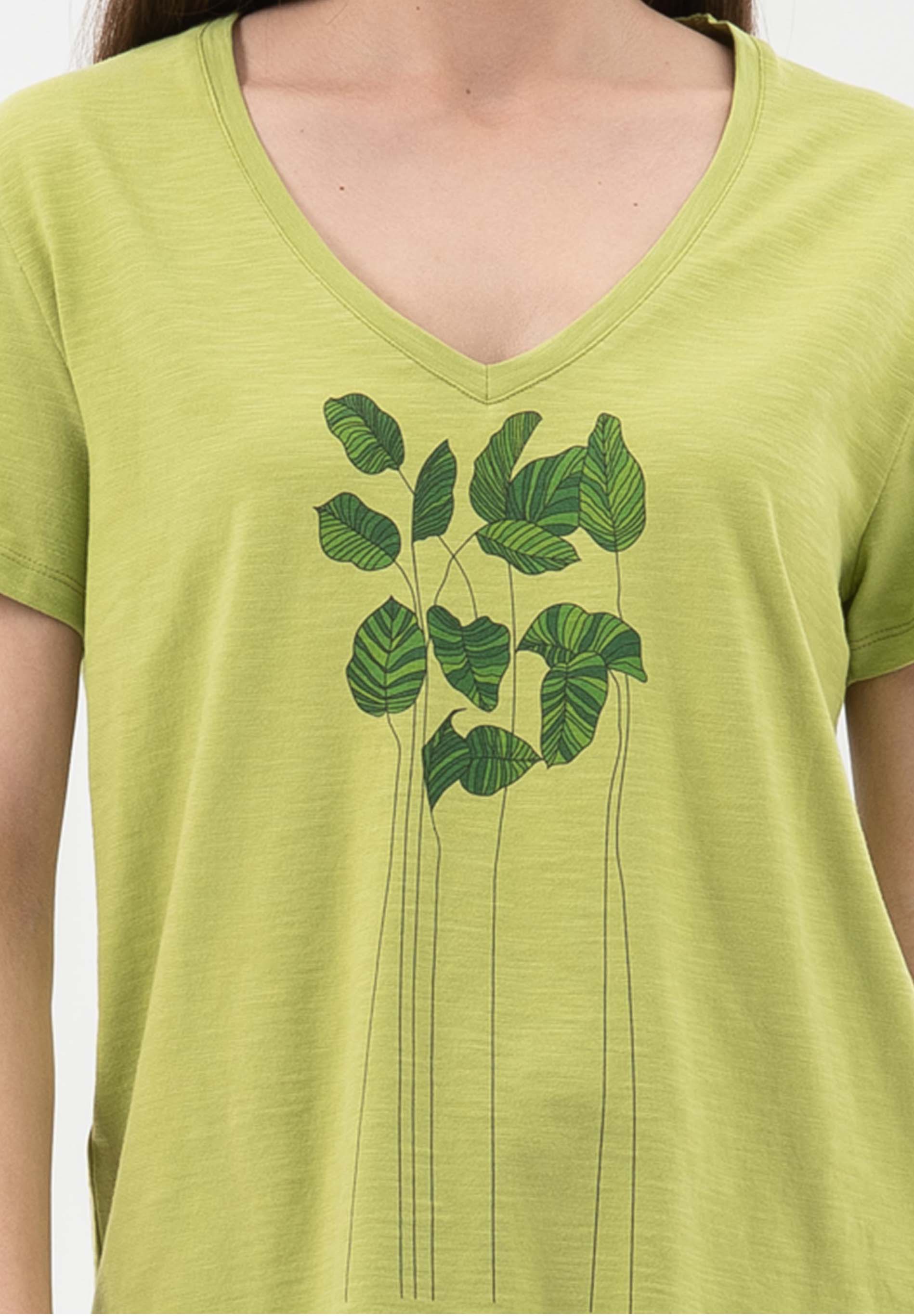 T-Shirt aus Bio-Baumwolle mit Blatt-Print