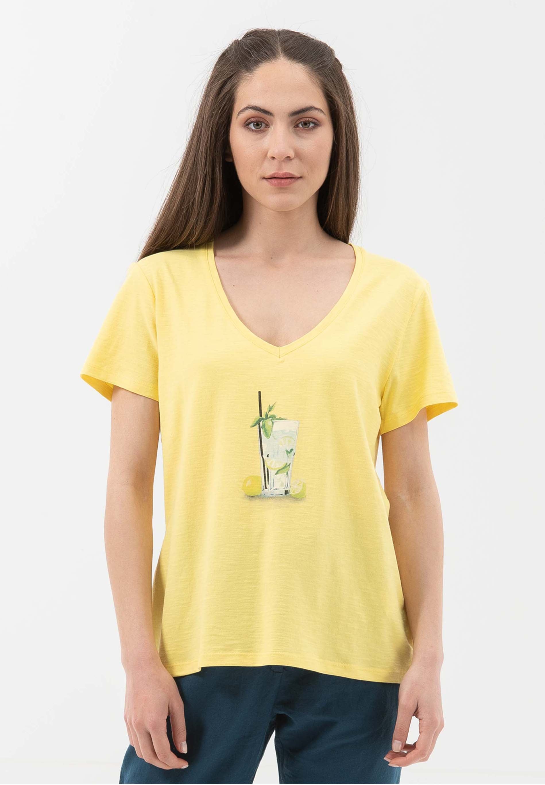 T-Shirt aus Bio-Baumwolle mit V-Ausschnitt