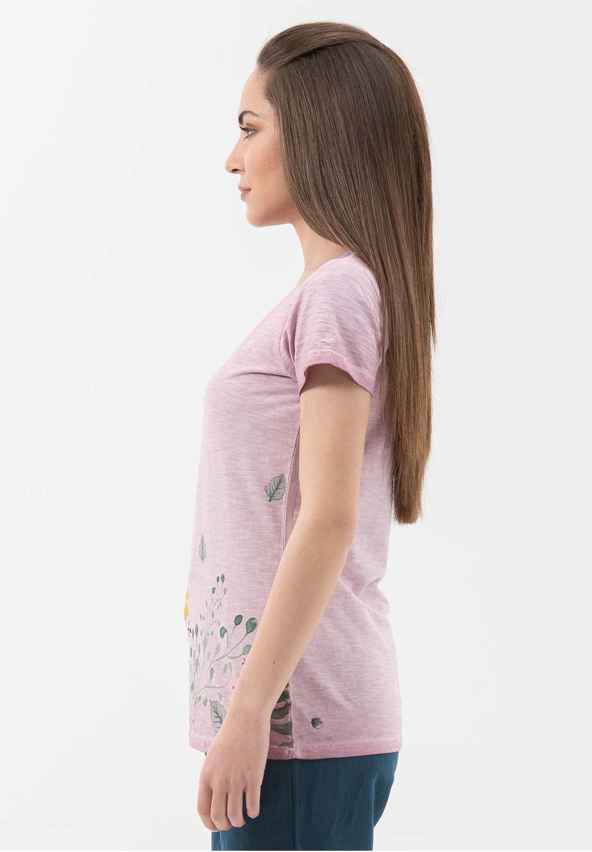Garment Dyed T-Shirt aus Bio-Baumwolle mit Blumen-Print