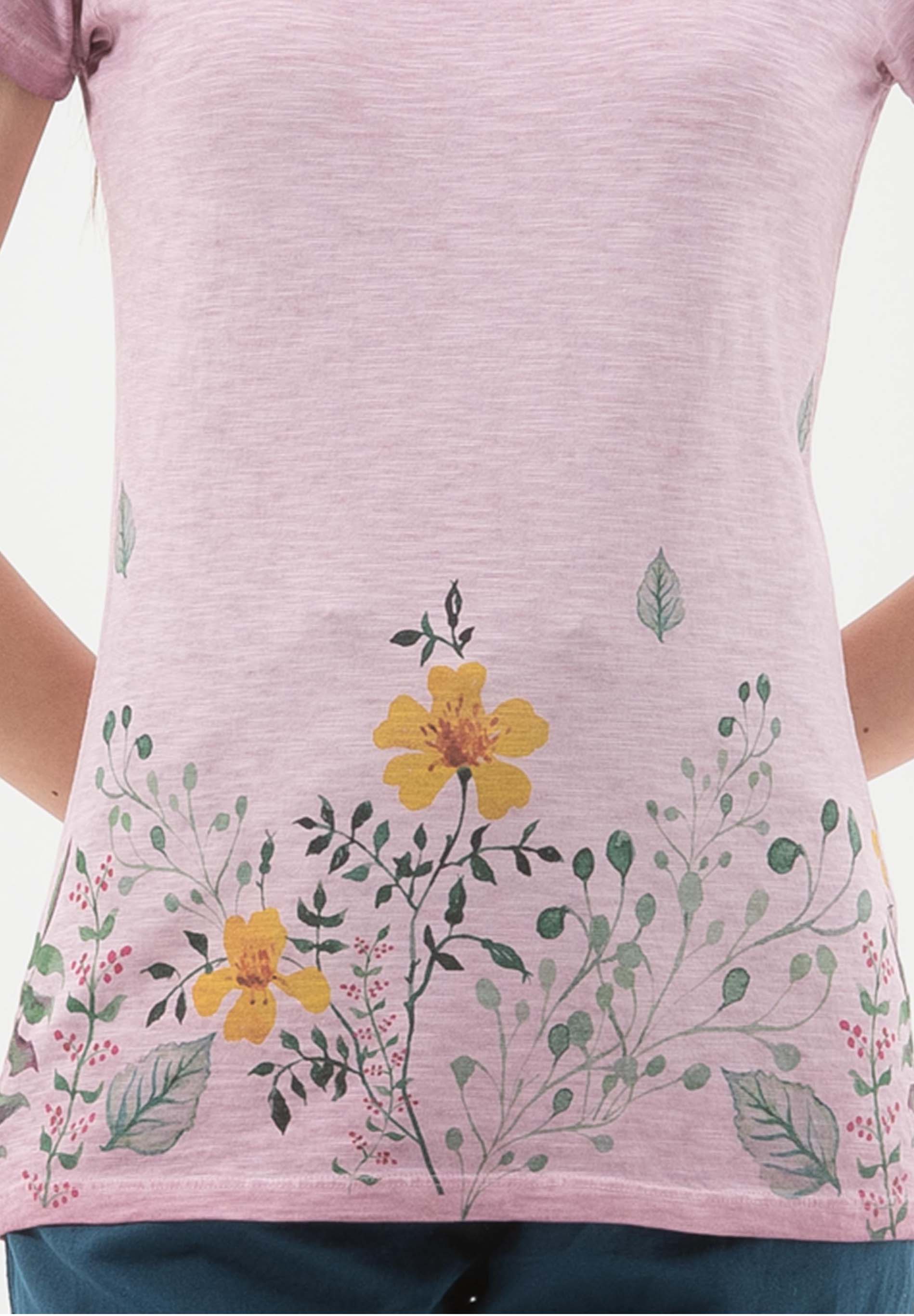 Garment Dyed T-Shirt aus Bio-Baumwolle mit Blumen-Print