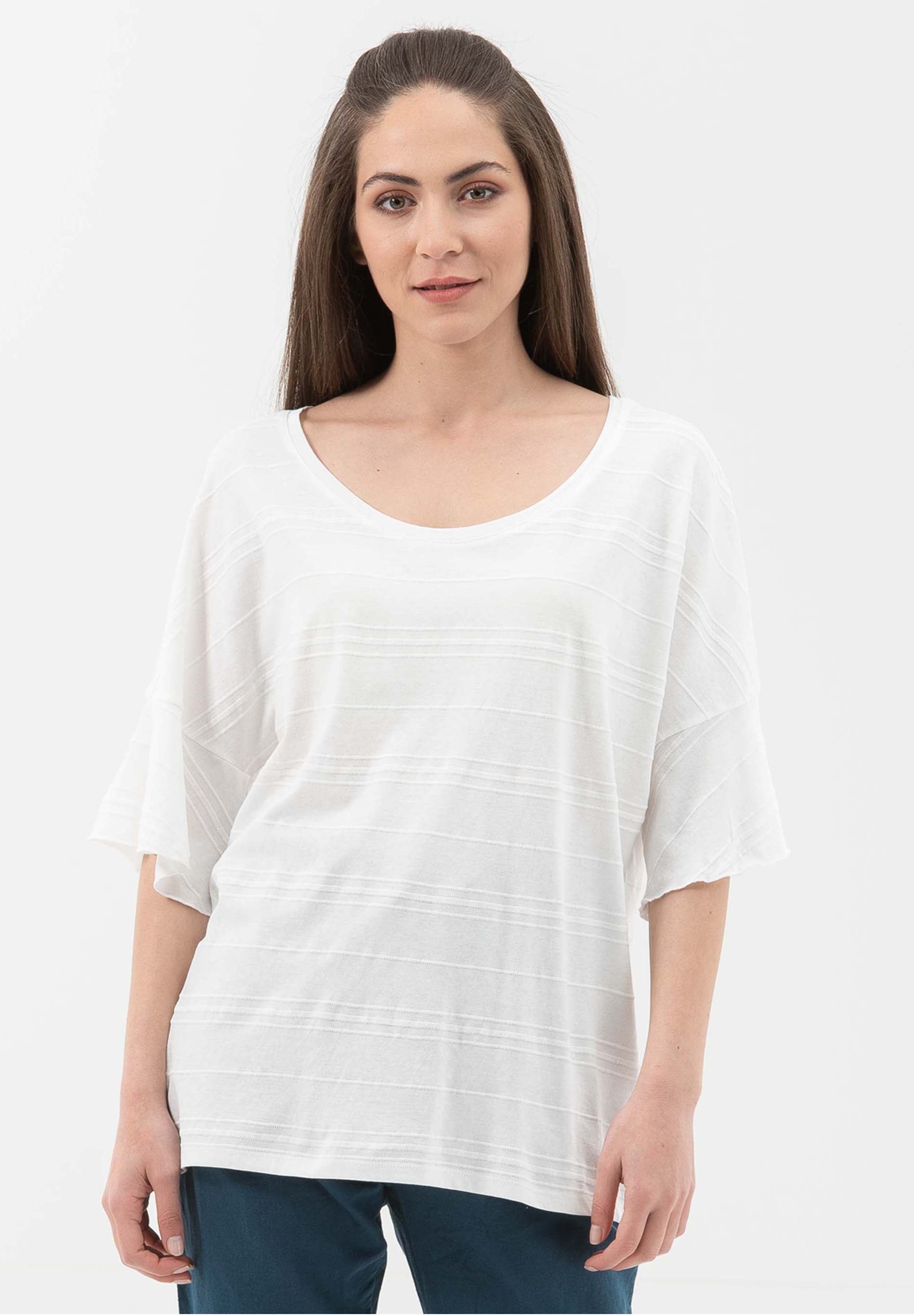 T-Shirt aus Bio-Baumwolle mit Volant-Ärmeln