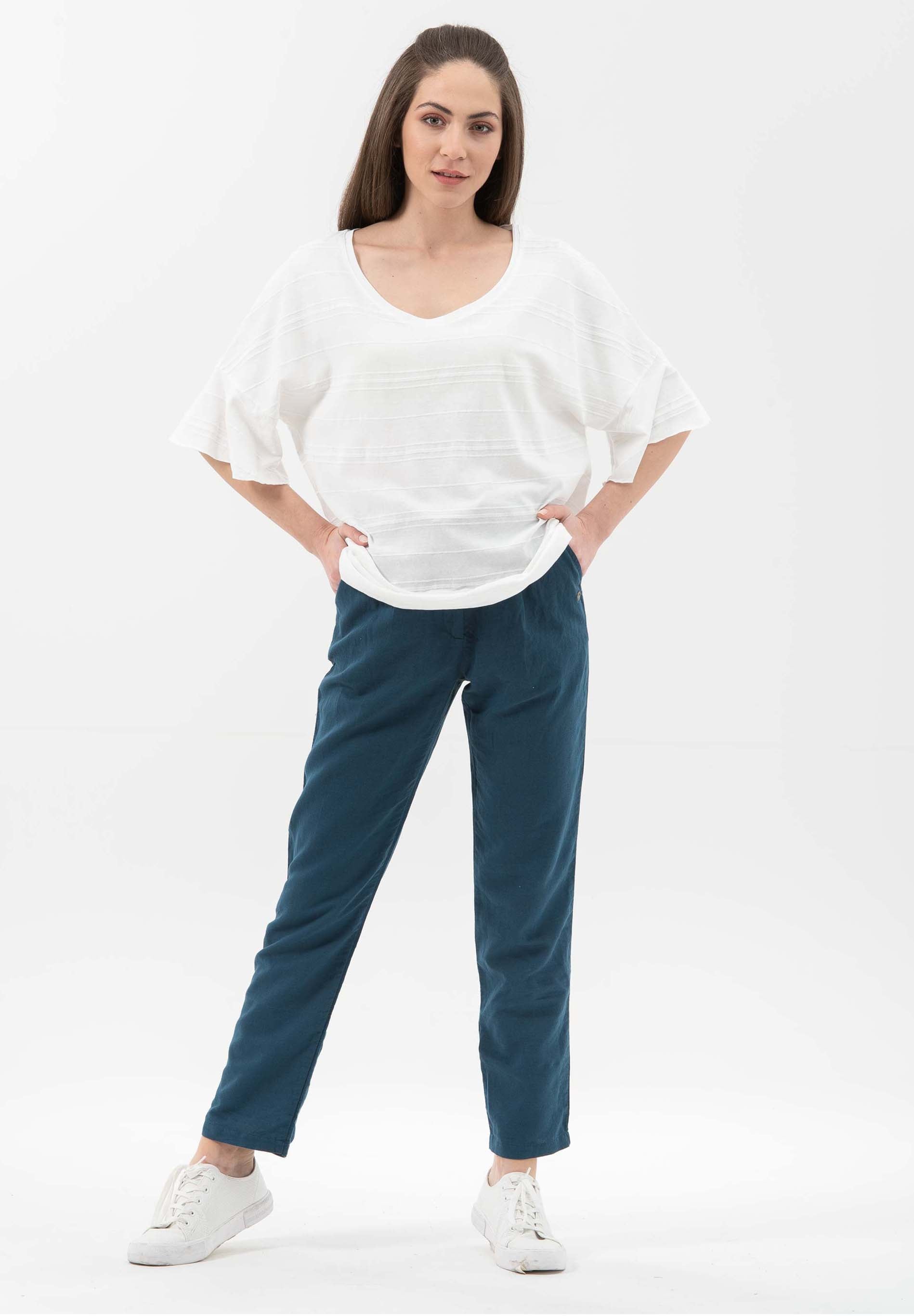 T-Shirt aus Bio-Baumwolle mit Volant-Ärmeln