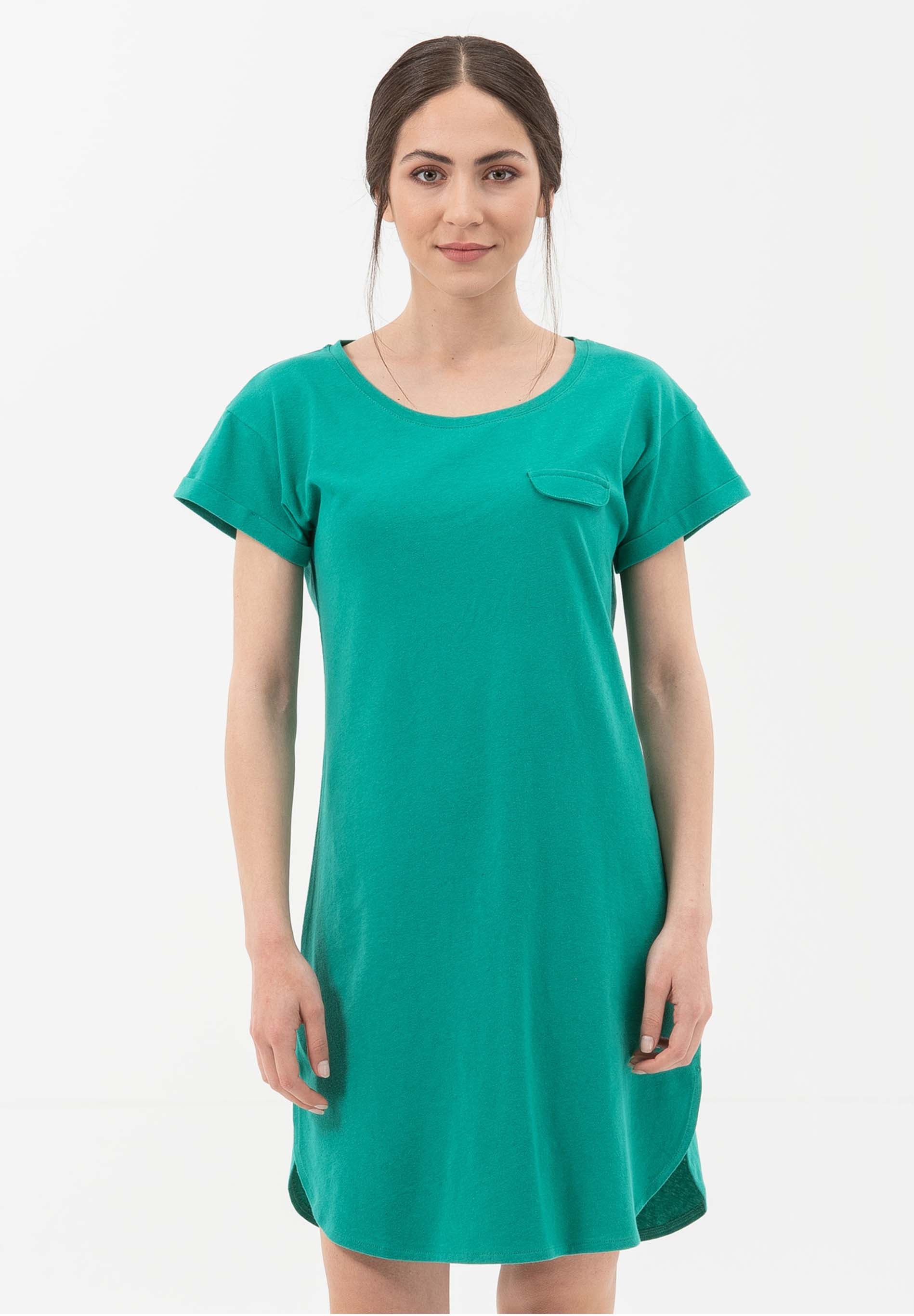Jerseykleid aus Bio-Baumwolle mit Leinen
