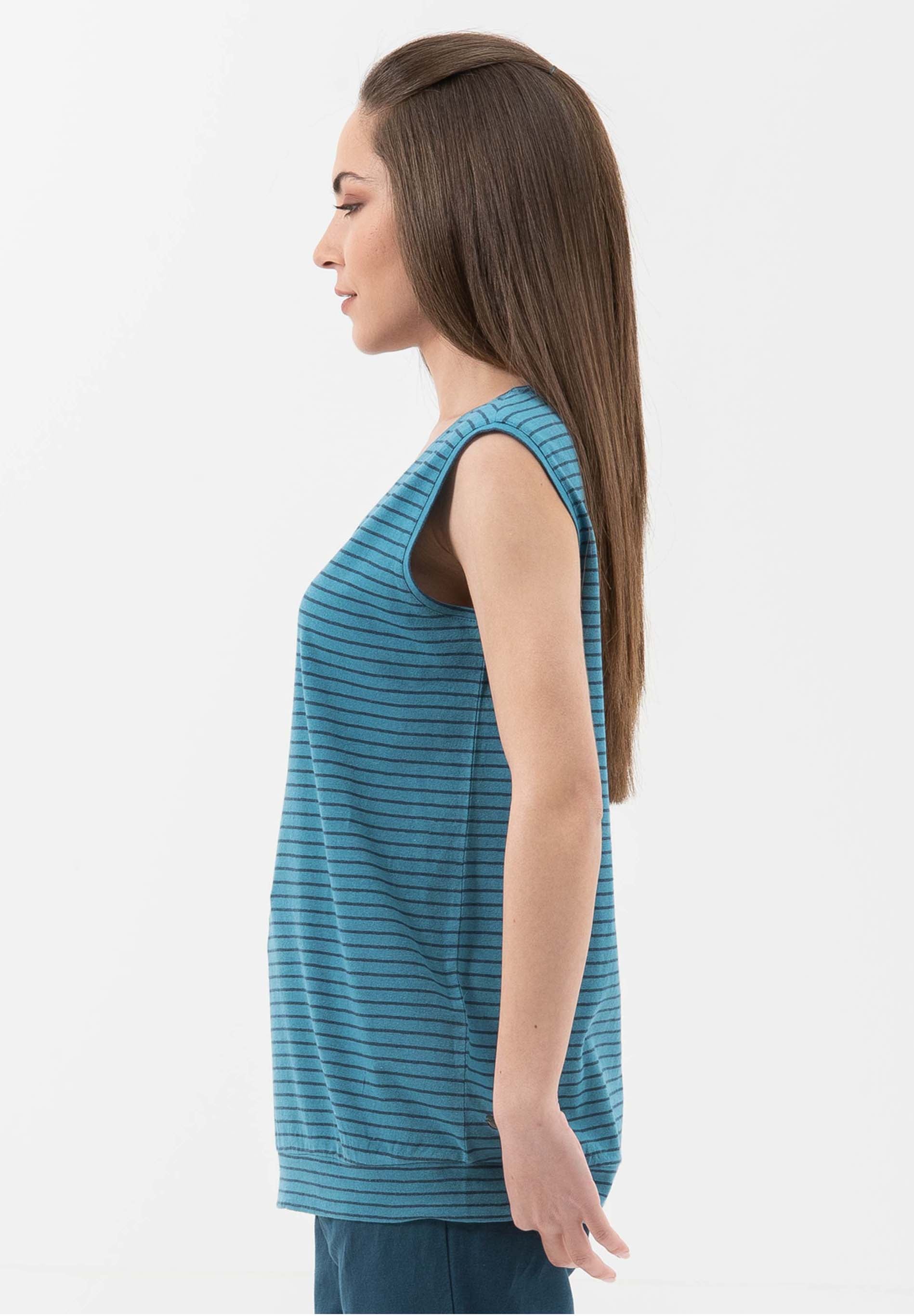 Top aus Leinen-Mix mit garngefärbtem Ringel-Dessin