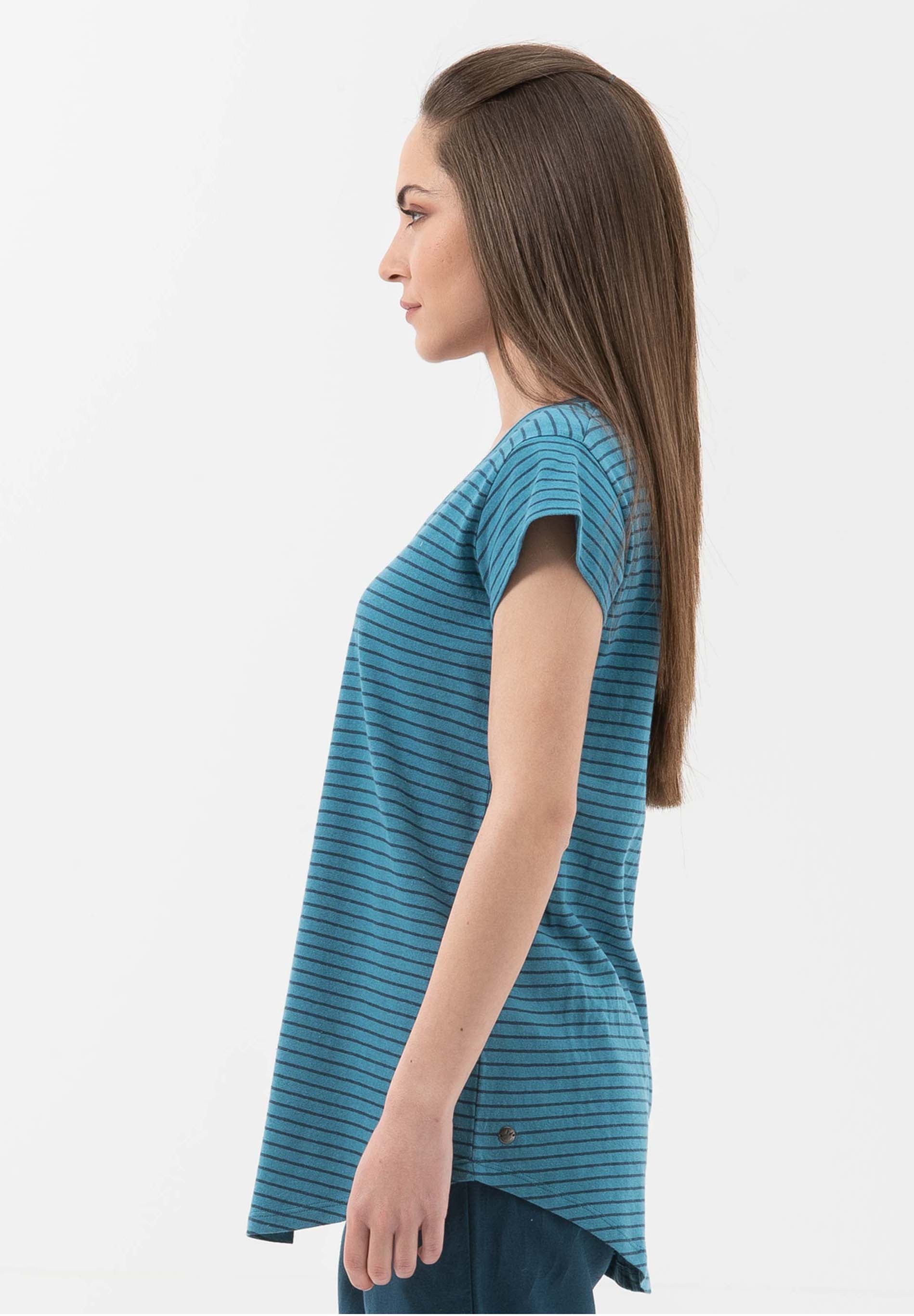 T-Shirt aus Bio-Baumwolle und Leinen mit Ringelmuster