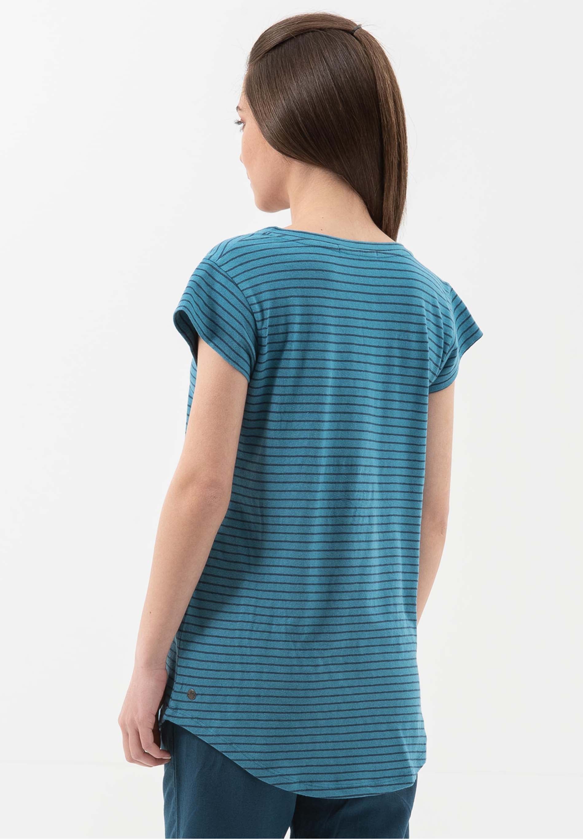 T-Shirt aus Bio-Baumwolle und Leinen mit Ringelmuster