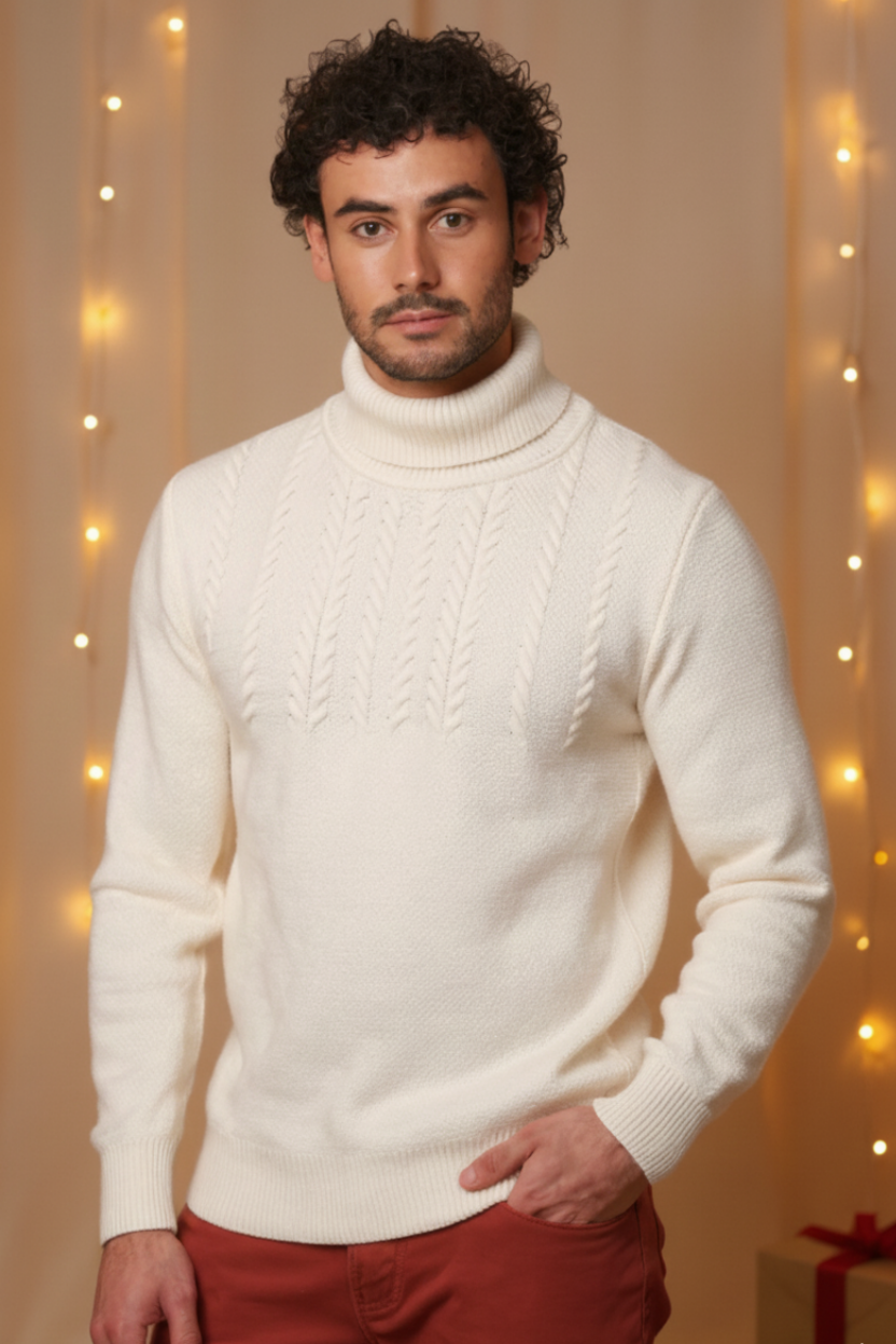 Rollkragenpullover aus Bio-Baumwoll Mix