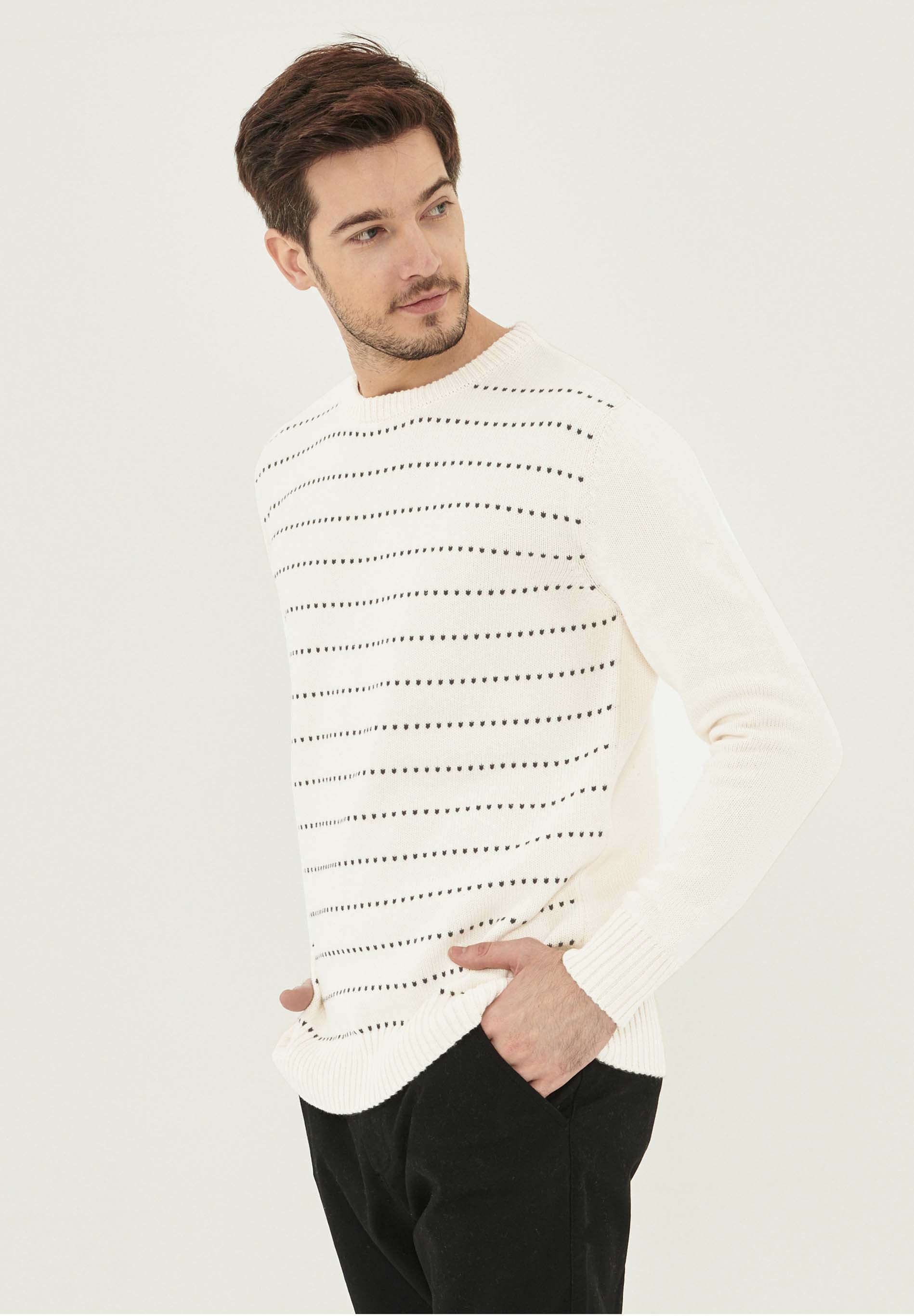 Gestreifter Pullover aus Bio-Baumwolle