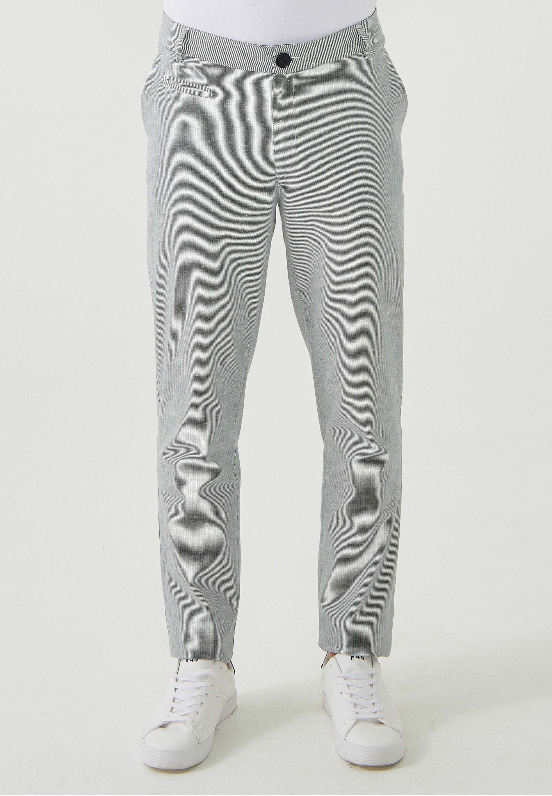 Slim Chino-Hose aus Bio-Baumwolle mit Streifenmuster