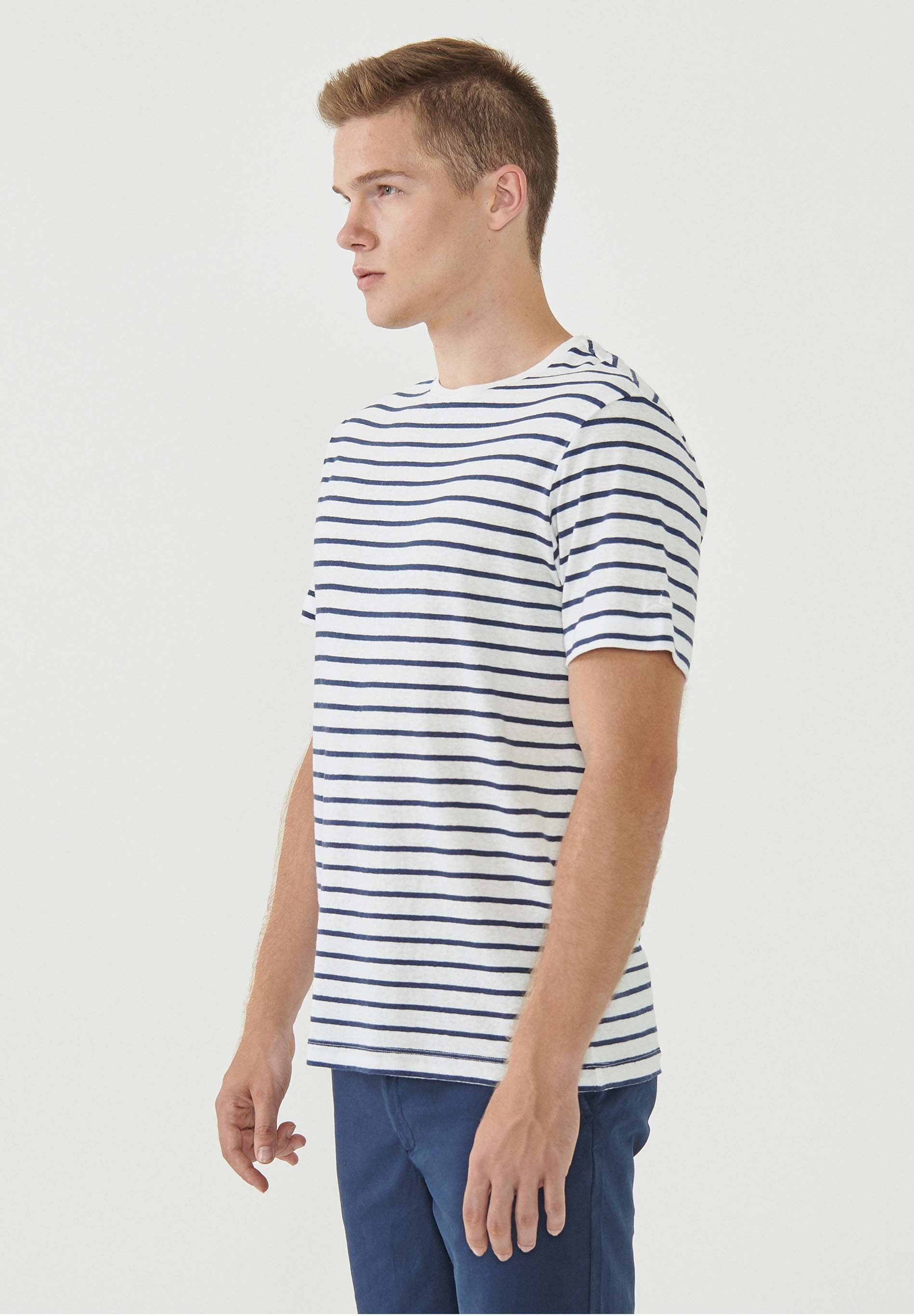 Gestreiftes T-Shirt aus Bio-Baumwolle und Leinen