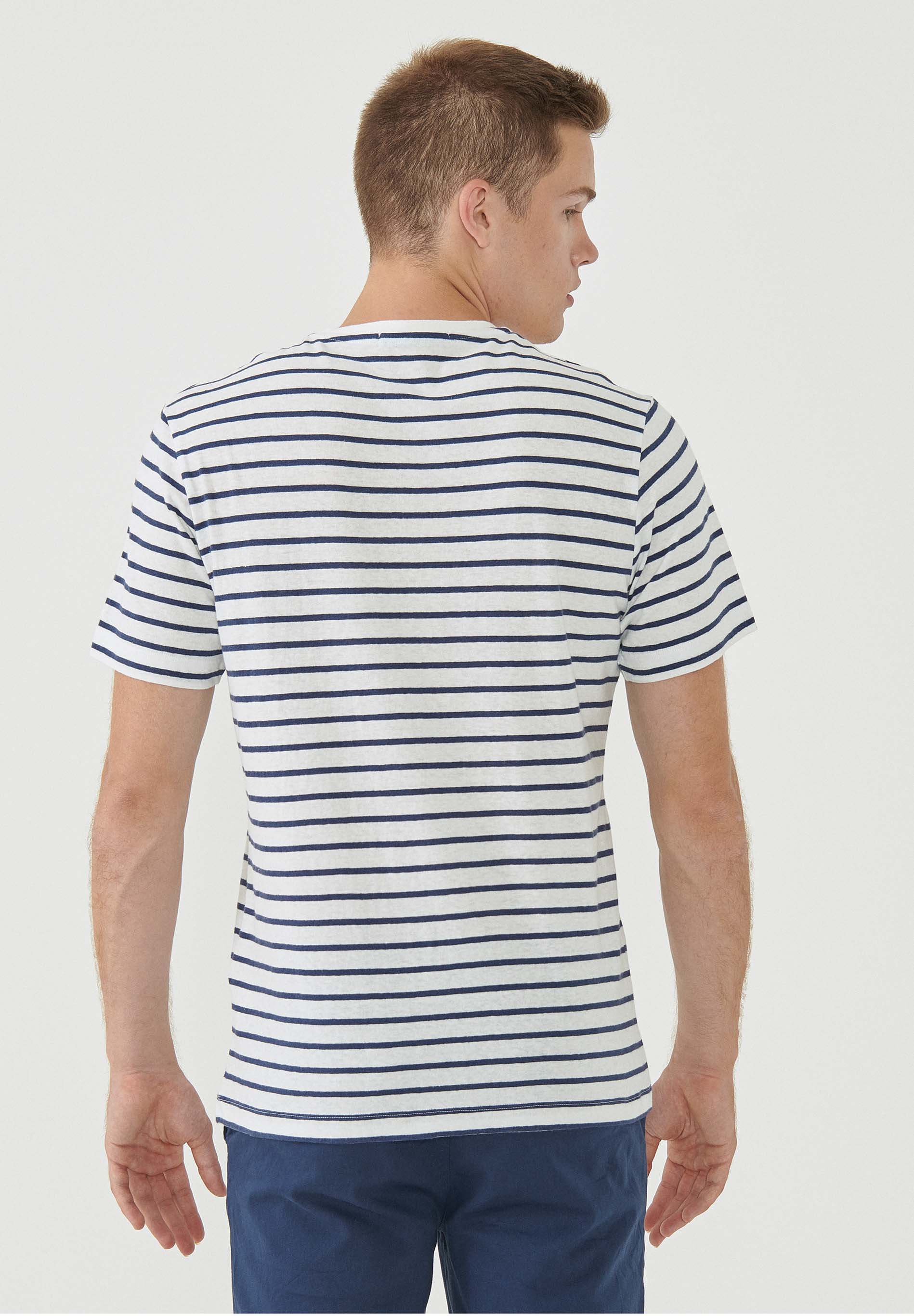 Gestreiftes T-Shirt aus Bio-Baumwolle und Leinen
