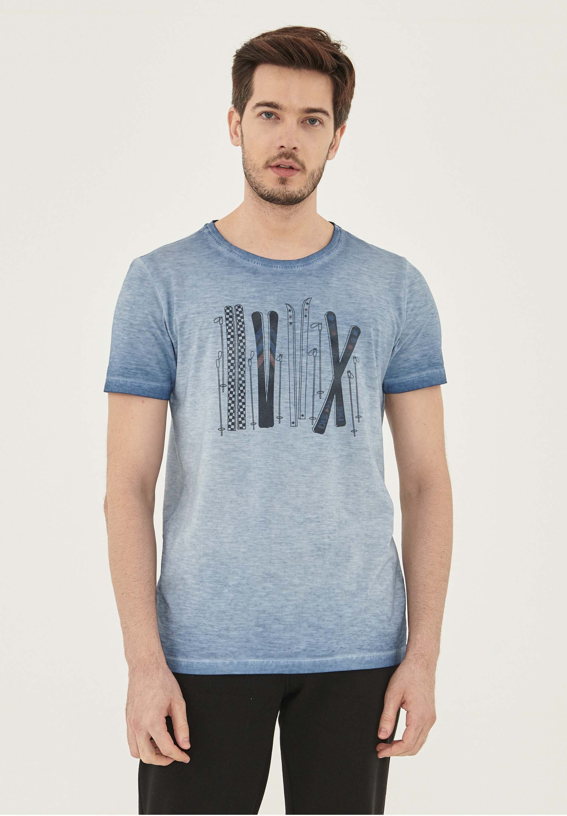 Garment Dyed T-Shirt aus Bio-Baumwolle mit Print