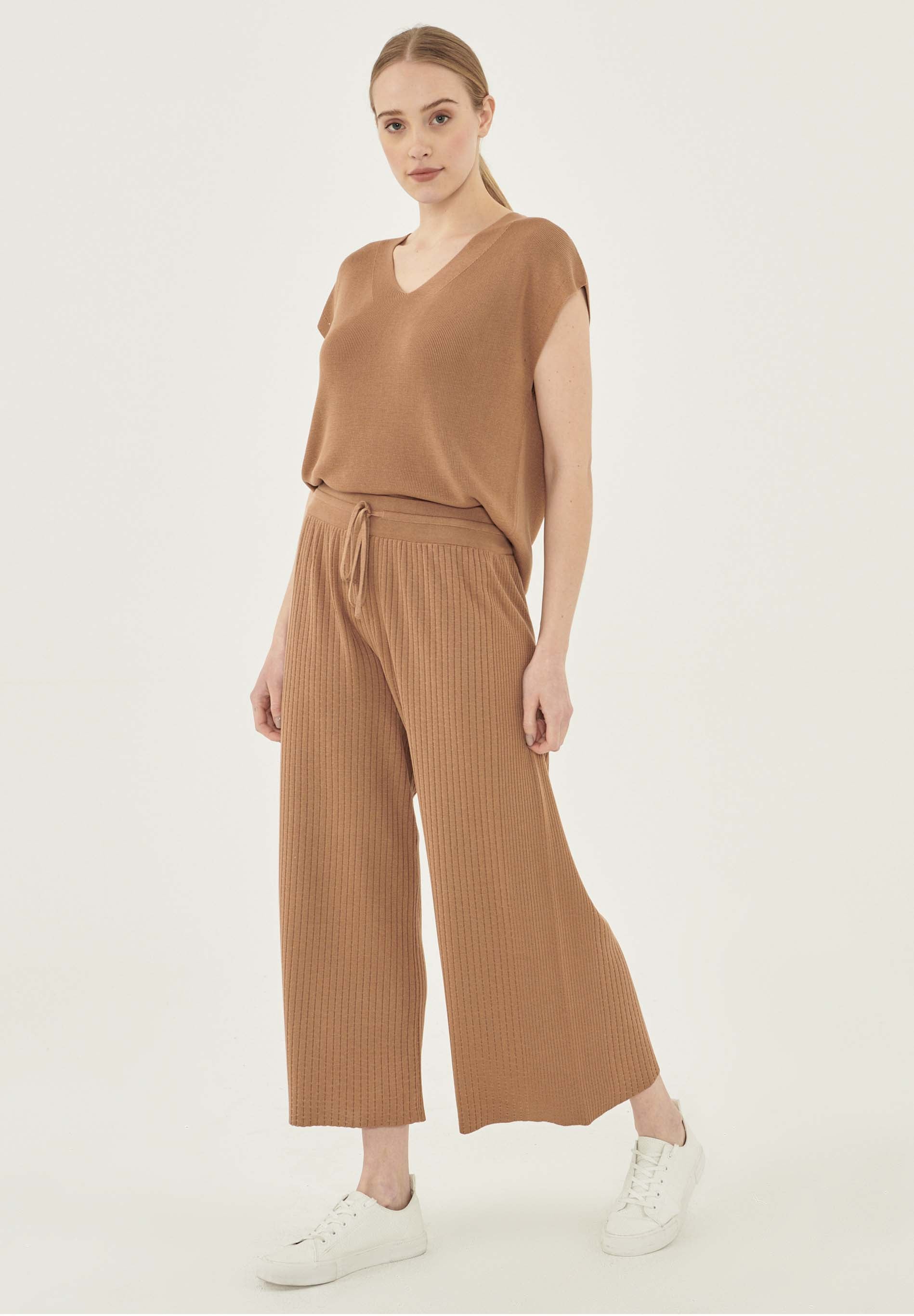 Gerippte Strickhose aus TENCEL™ Lyocell