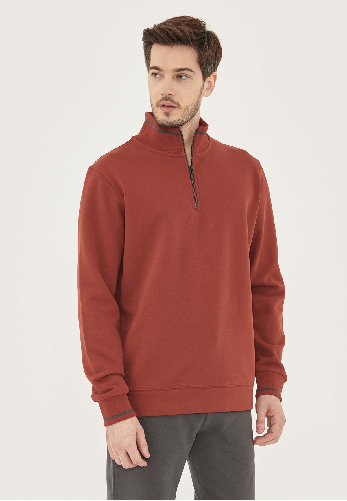 Sweatshirt aus Bio-Baumwolle mit Stehkragen