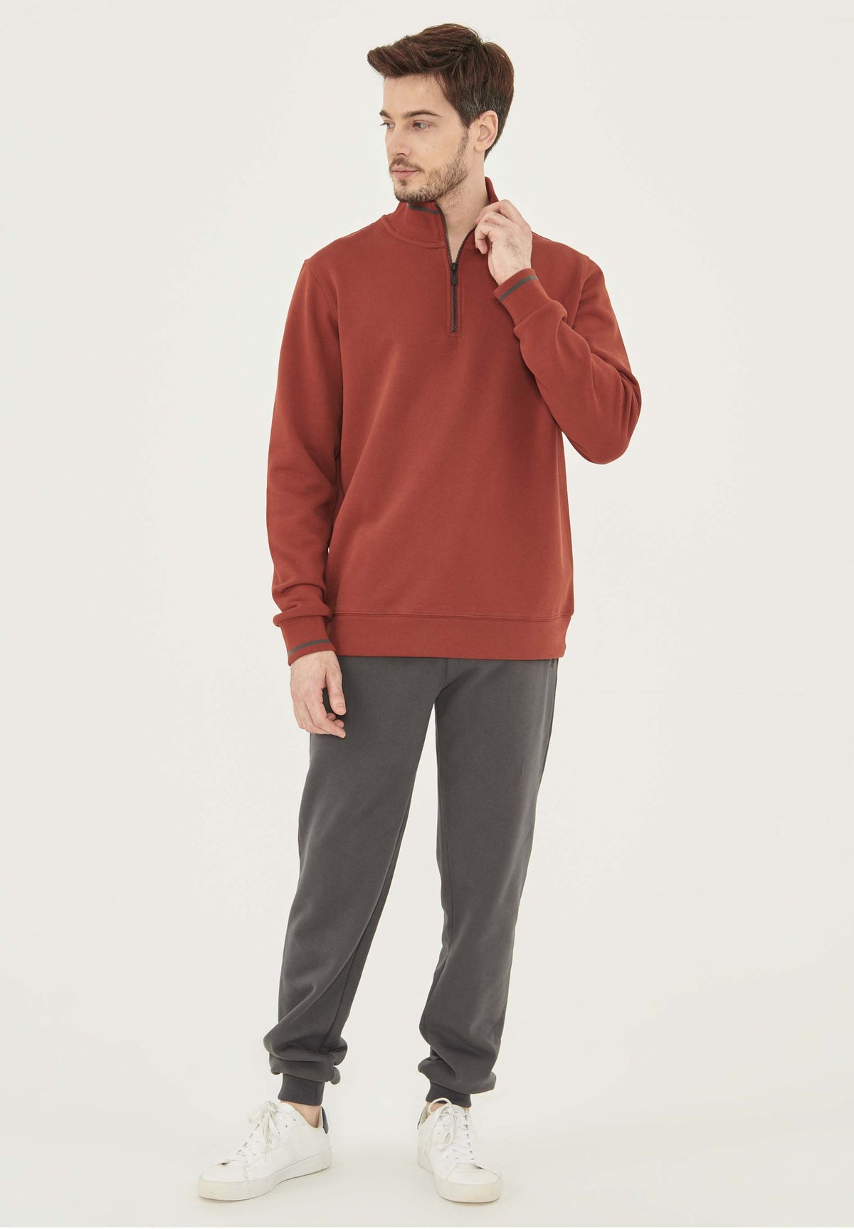 Sweatshirt aus Bio-Baumwolle mit Stehkragen – Ansicht 2