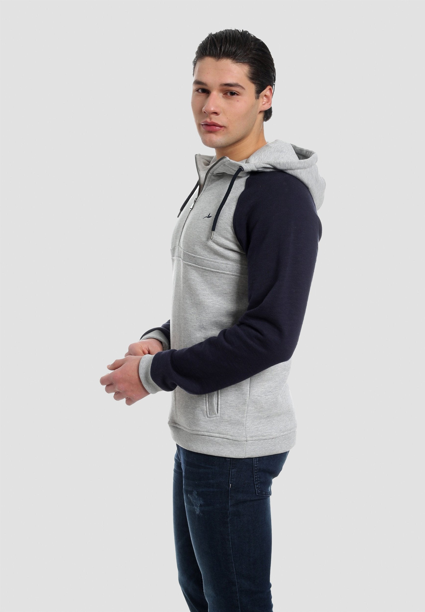 Hoodie aus Bio-Baumwolle mit halbem Reißverschluss