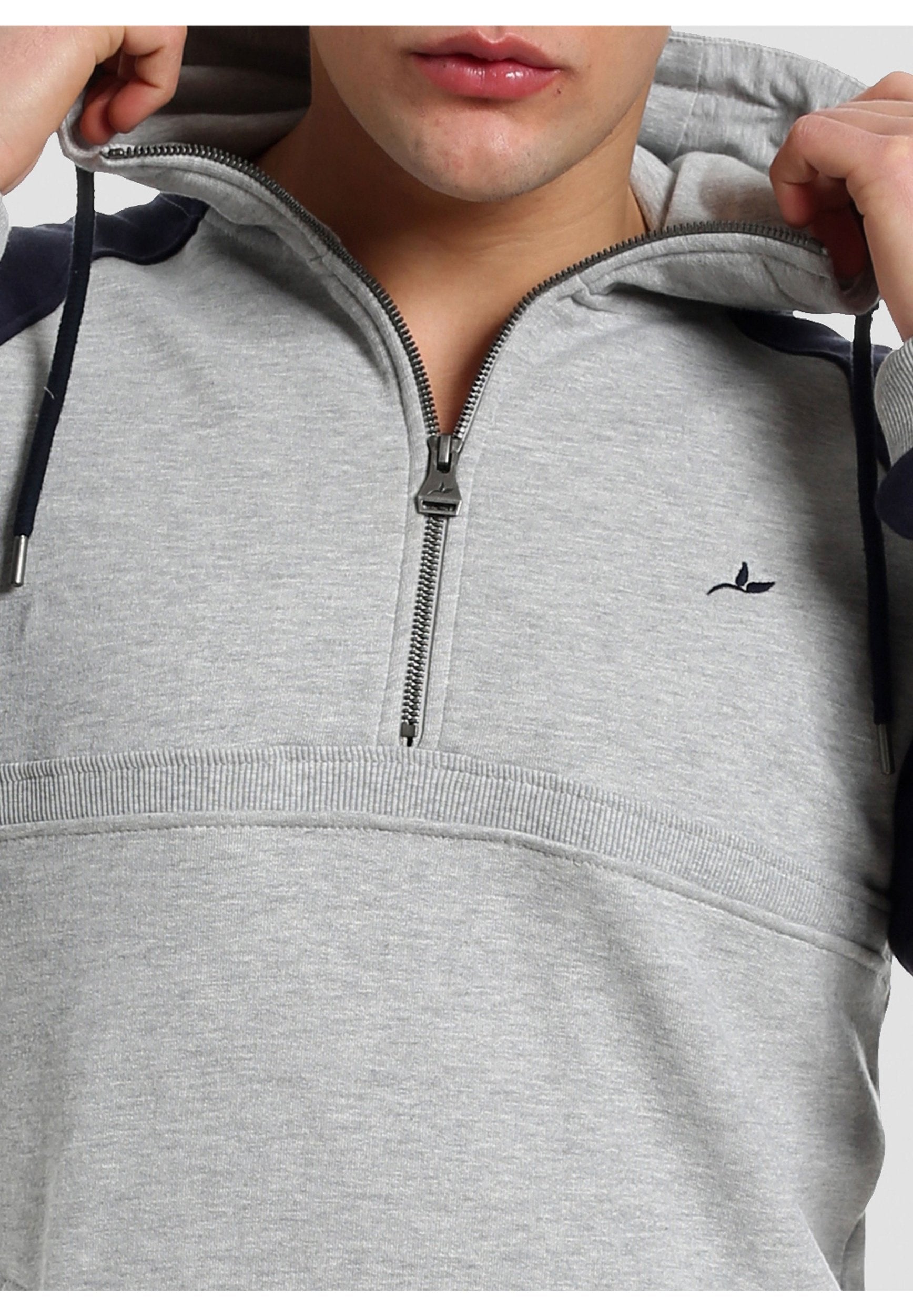 Hoodie aus Bio-Baumwolle mit halbem Reißverschluss