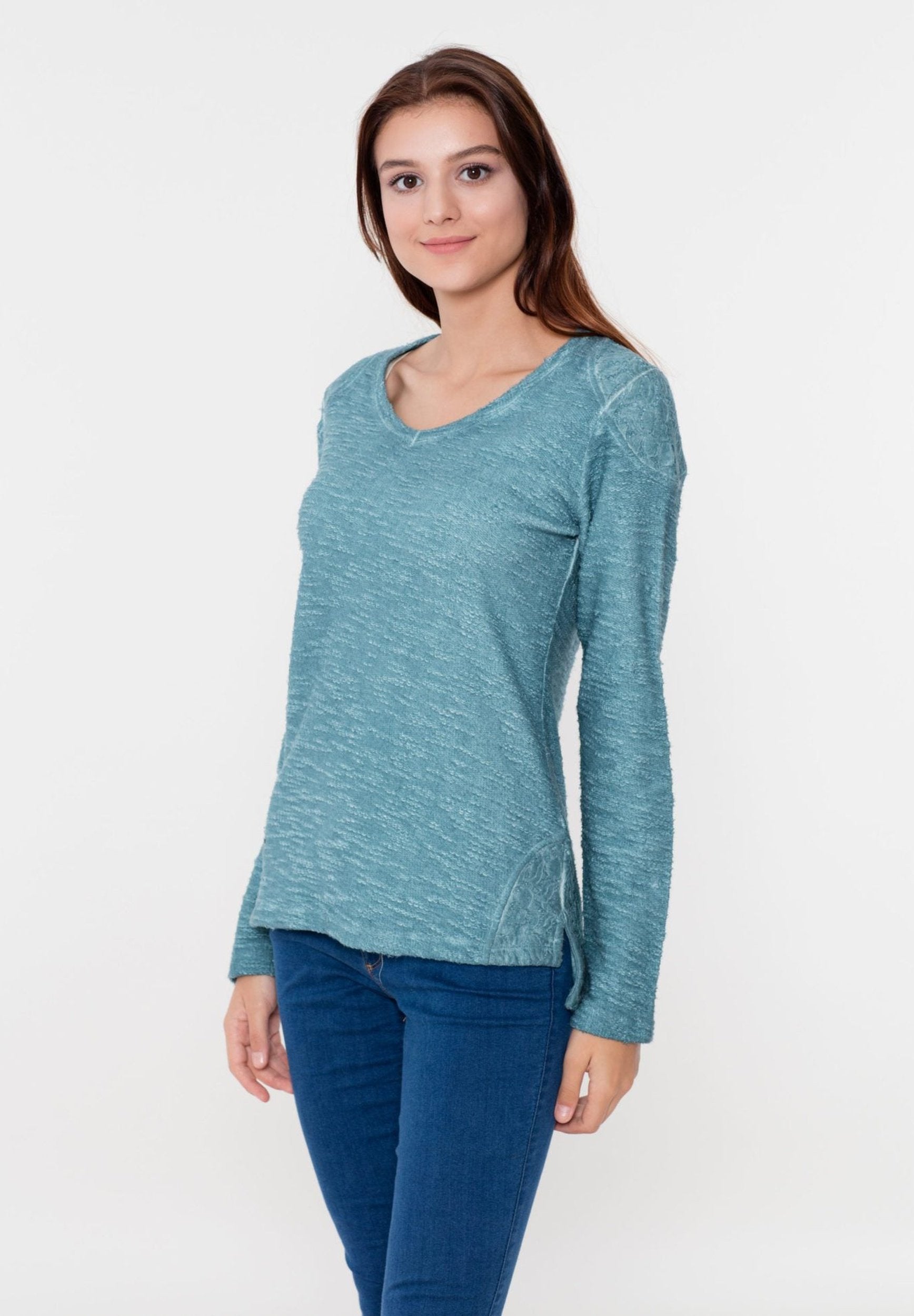 Sweatshirt aus Bo-Baumwolle in Cold-Dye-Effekt