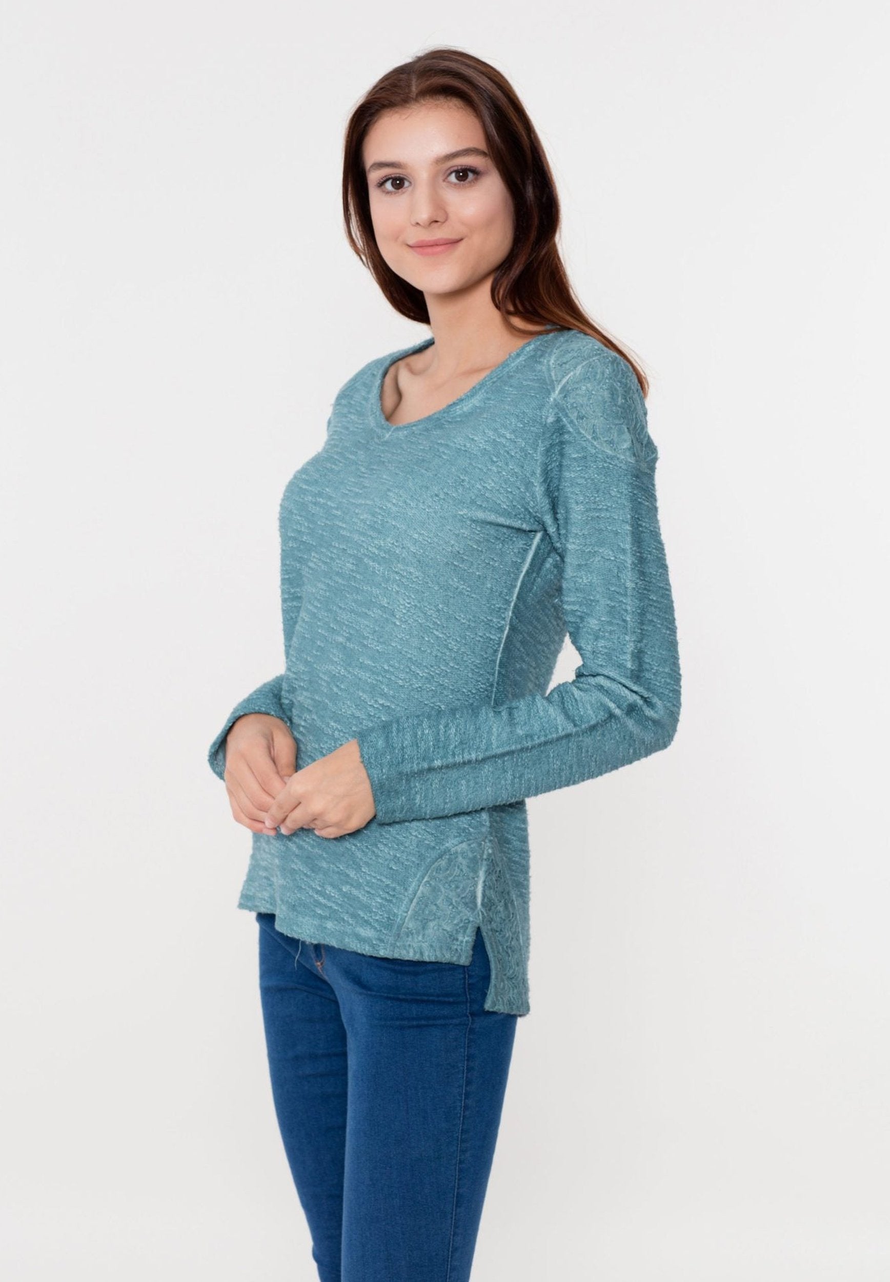 Sweatshirt aus Bo-Baumwolle in Cold-Dye-Effekt