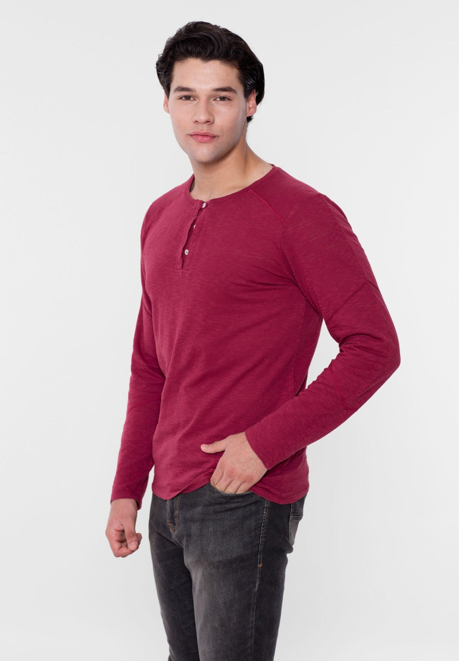 Langarm-Henleyshirt aus Bio-Baumwolle