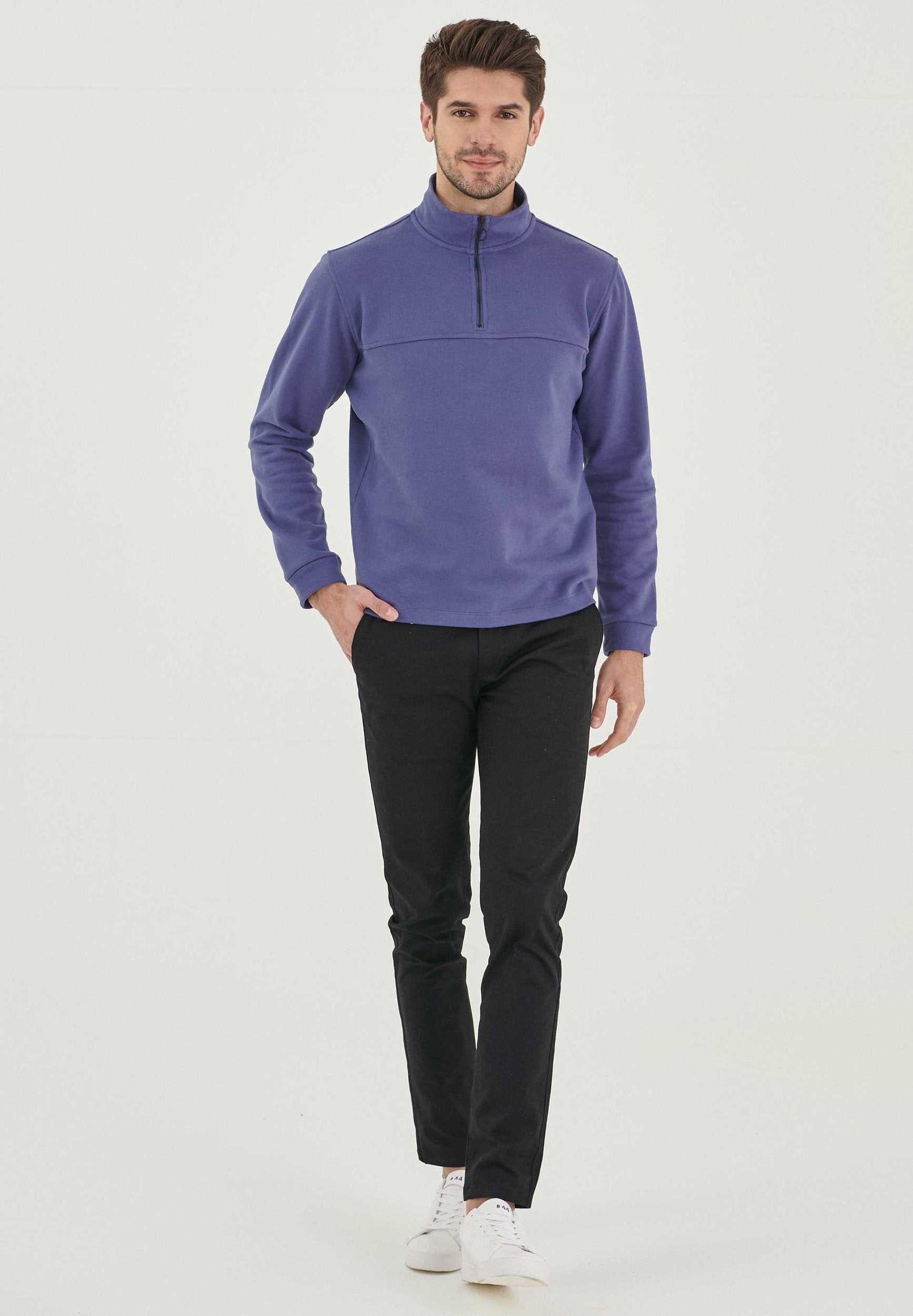 Zipkragen Sweatshirt aus Bio-Baumwolle