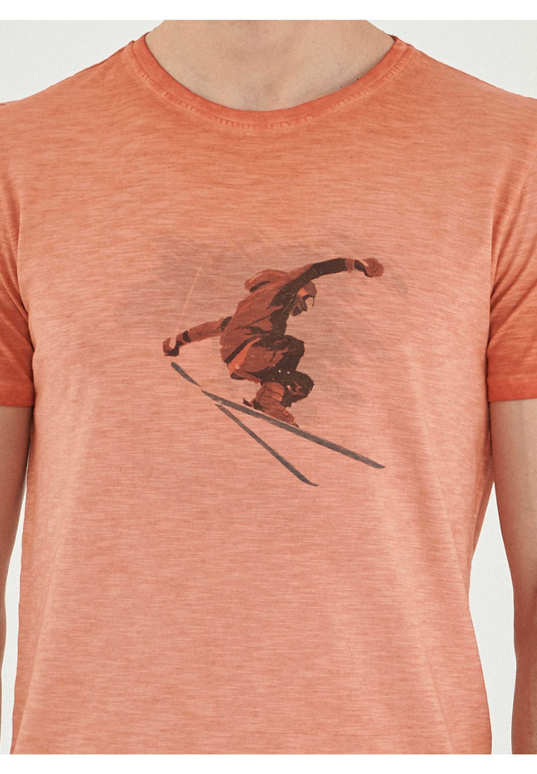 Garment Dyed T-Shirt aus Bio-Baumwolle mit Print