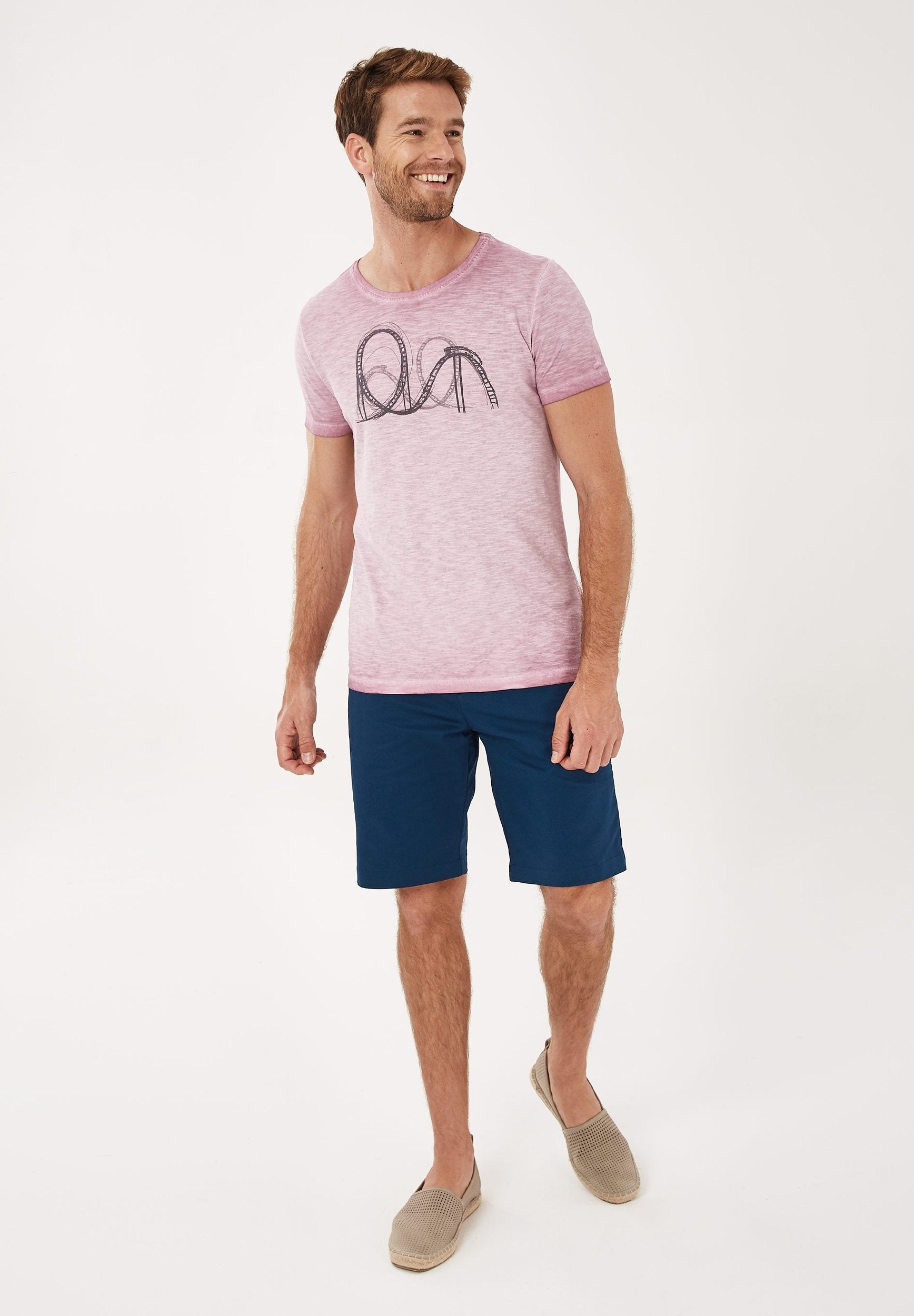 Garment Dyed T-Shirt aus Bio-Baumwolle mit Print