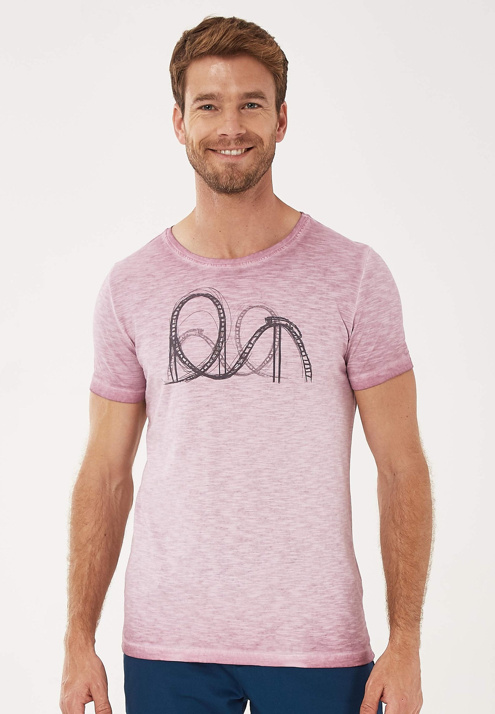 Garment Dyed T-Shirt aus Bio-Baumwolle mit Print