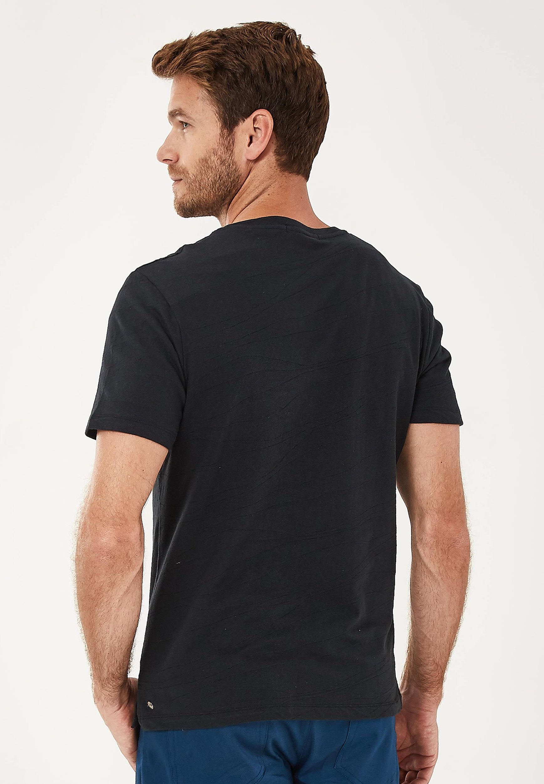 T-Shirt aus Bio-Baumwolle mit Struktur-Streifen