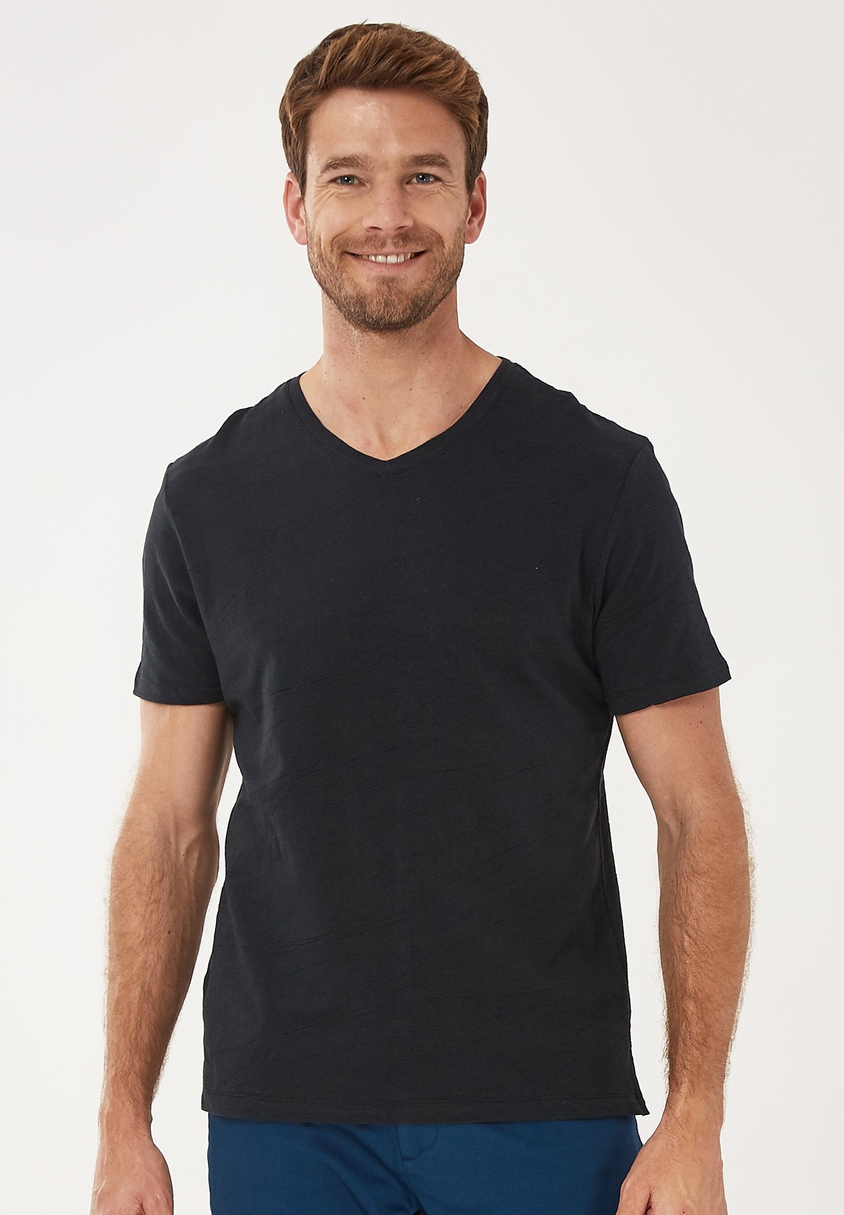 T-Shirt aus Bio-Baumwolle mit Struktur-Streifen