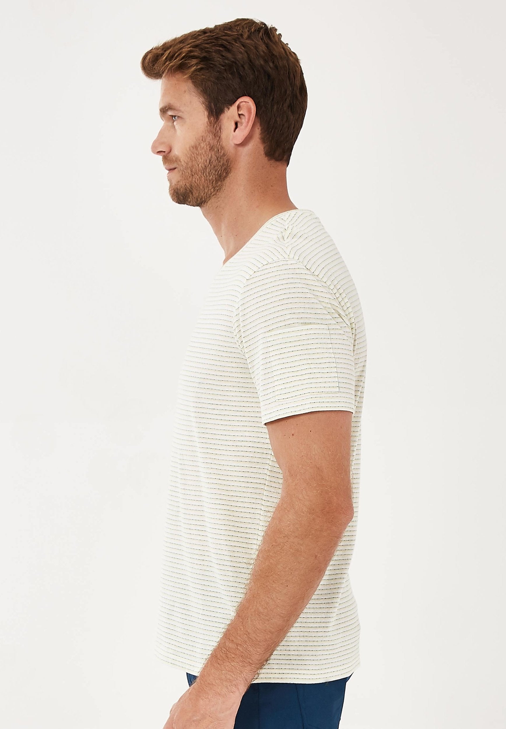 Gestreiftes T-Shirt aus Bio-Baumwolle mit Ärmeltasche
