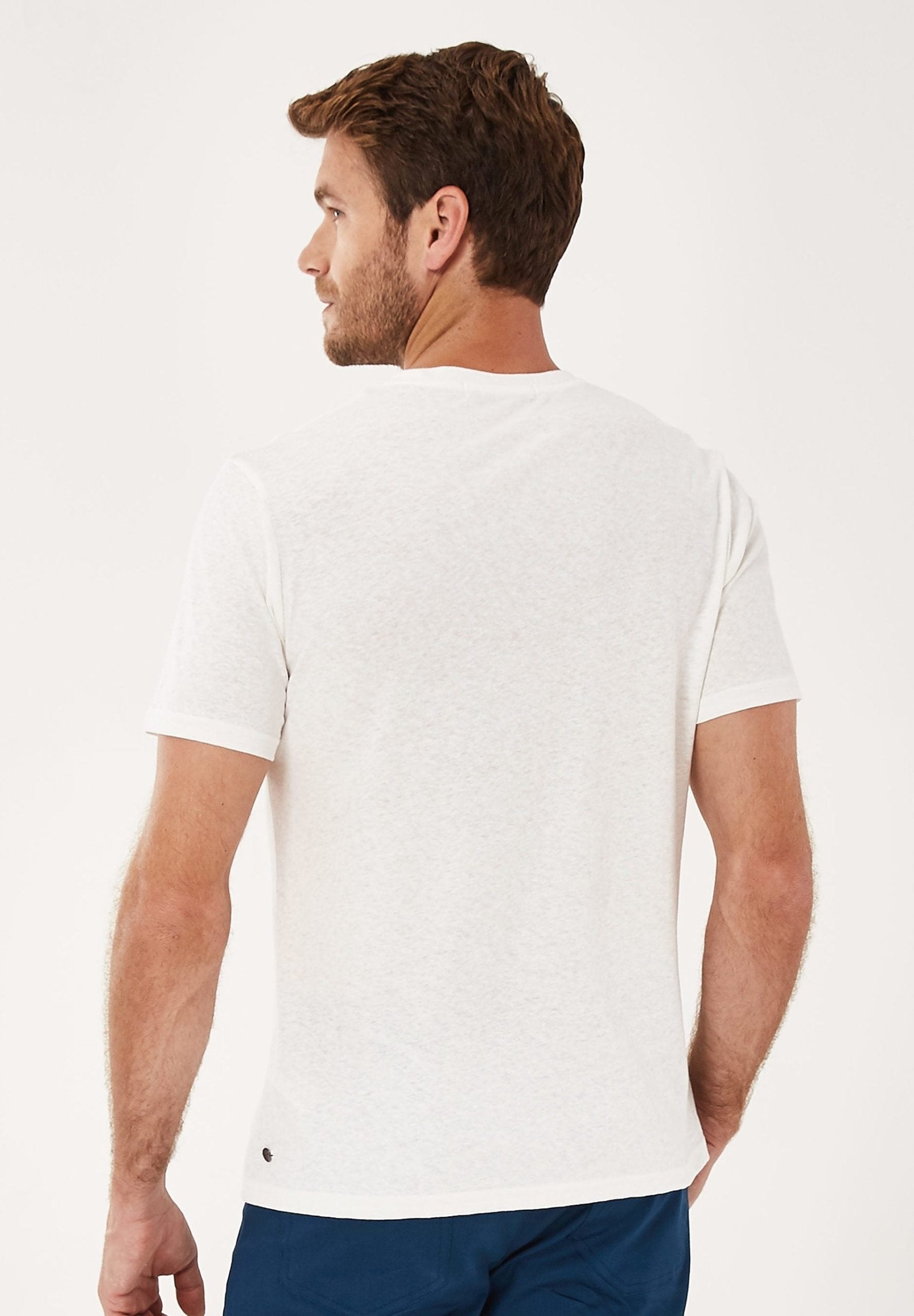 T-Shirt aus Bio-Baumwolle-Leinen-Mix mit Brusttasche