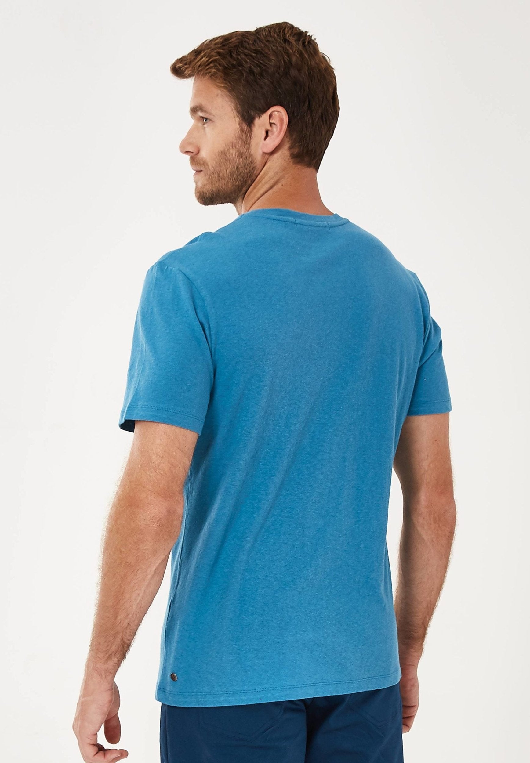 T-Shirt aus Bio-Baumwolle-Leinen-Mix mit Brusttasche