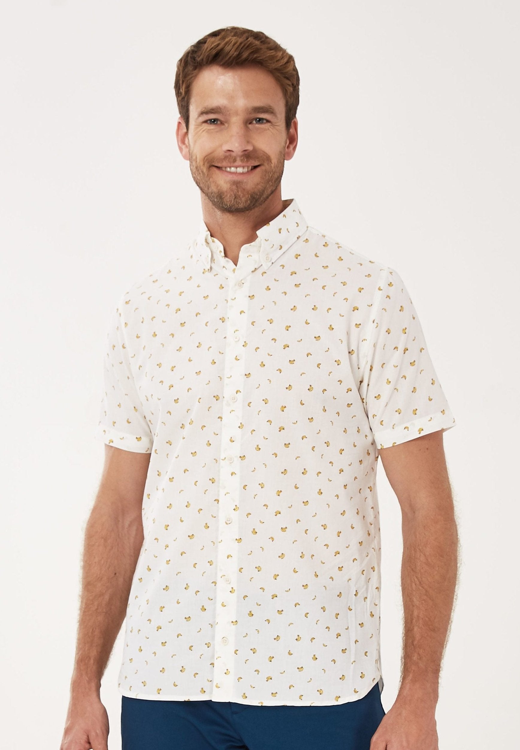 Kurzarm-Hemd aus Bio-Baumwolle mit Allover-Print | Nachhaltige Herrenmode