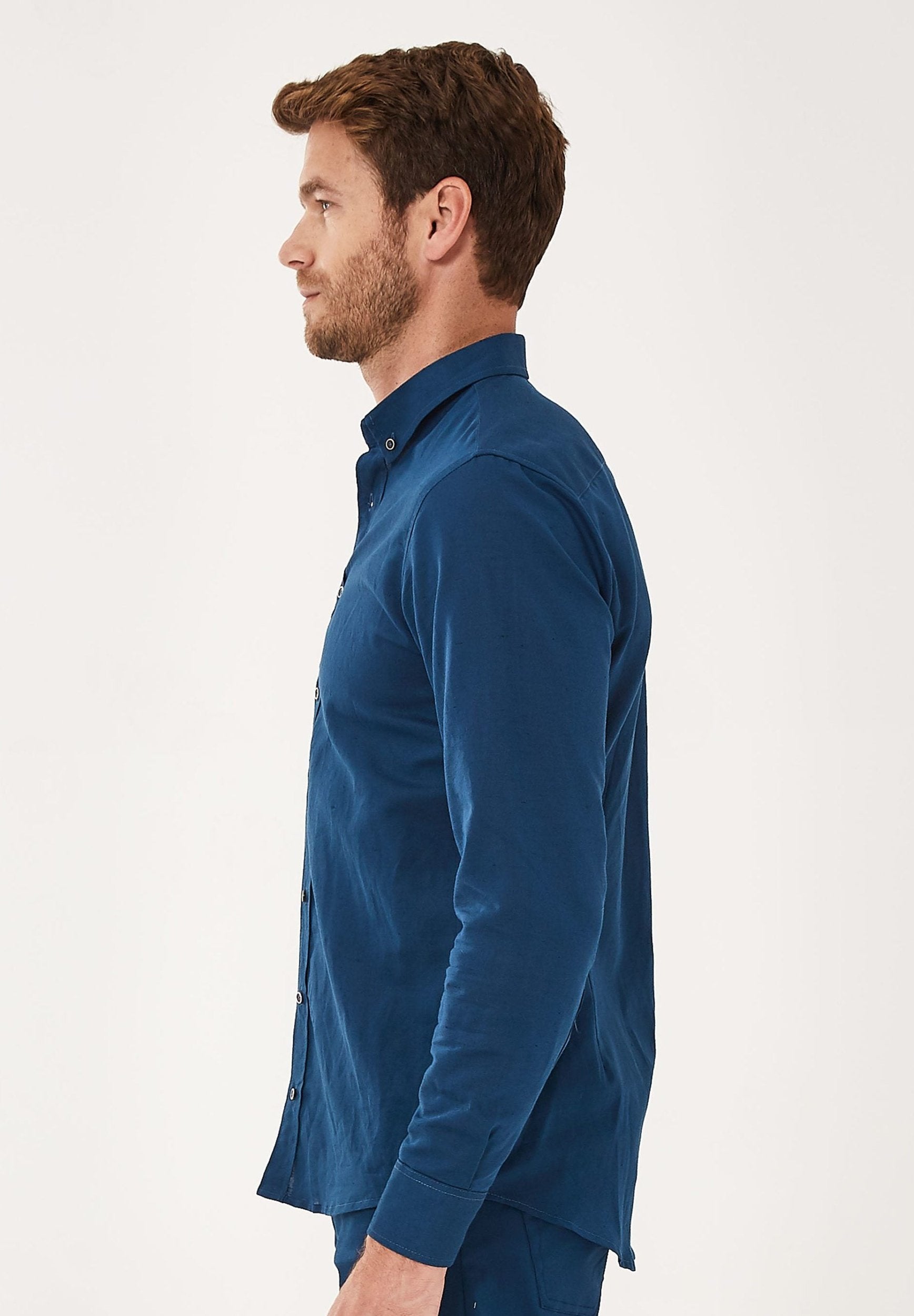 Langarm-Hemd aus Leinen mit Bio-Baumwolle