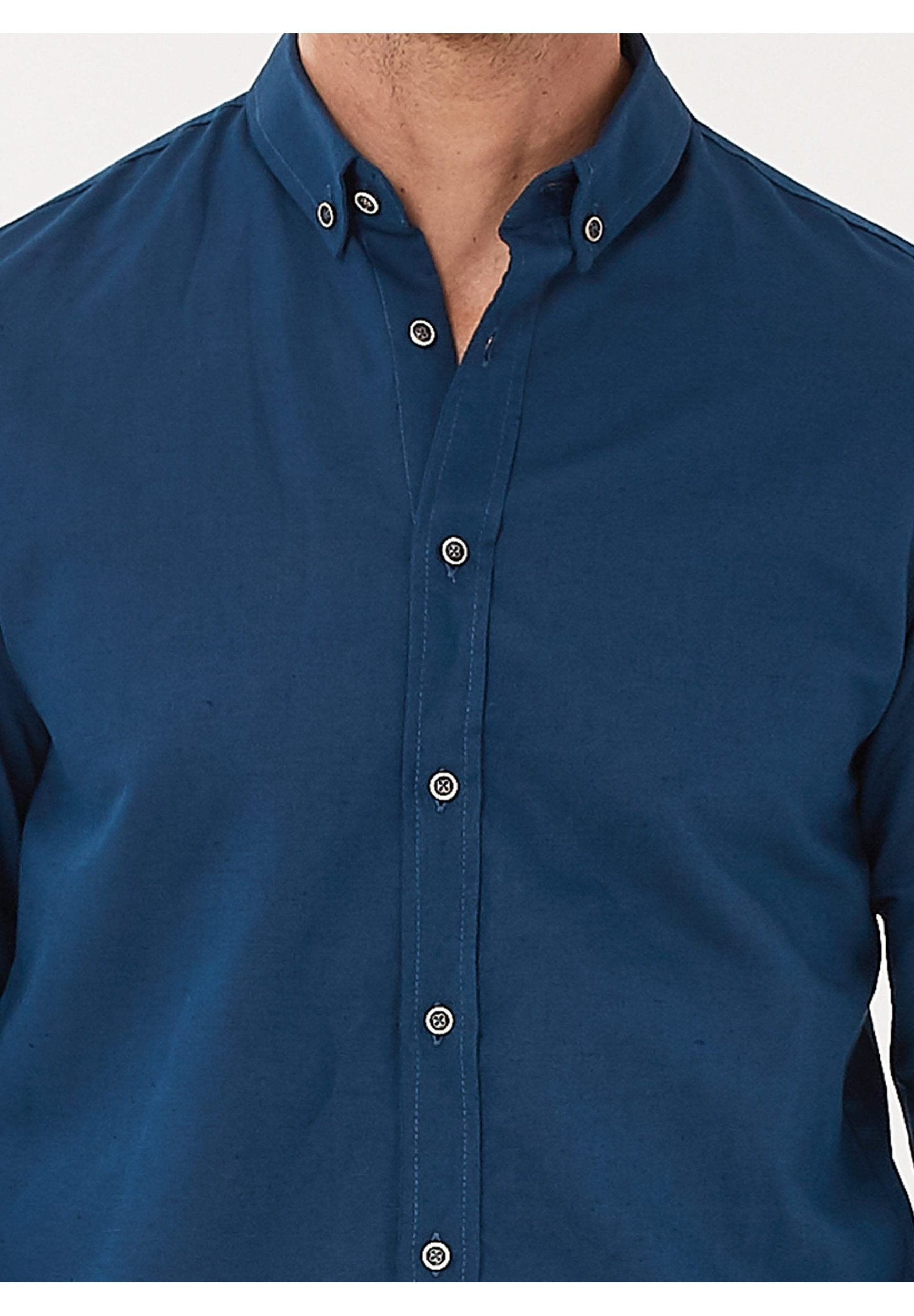 Langarm-Hemd aus Leinen mit Bio-Baumwolle