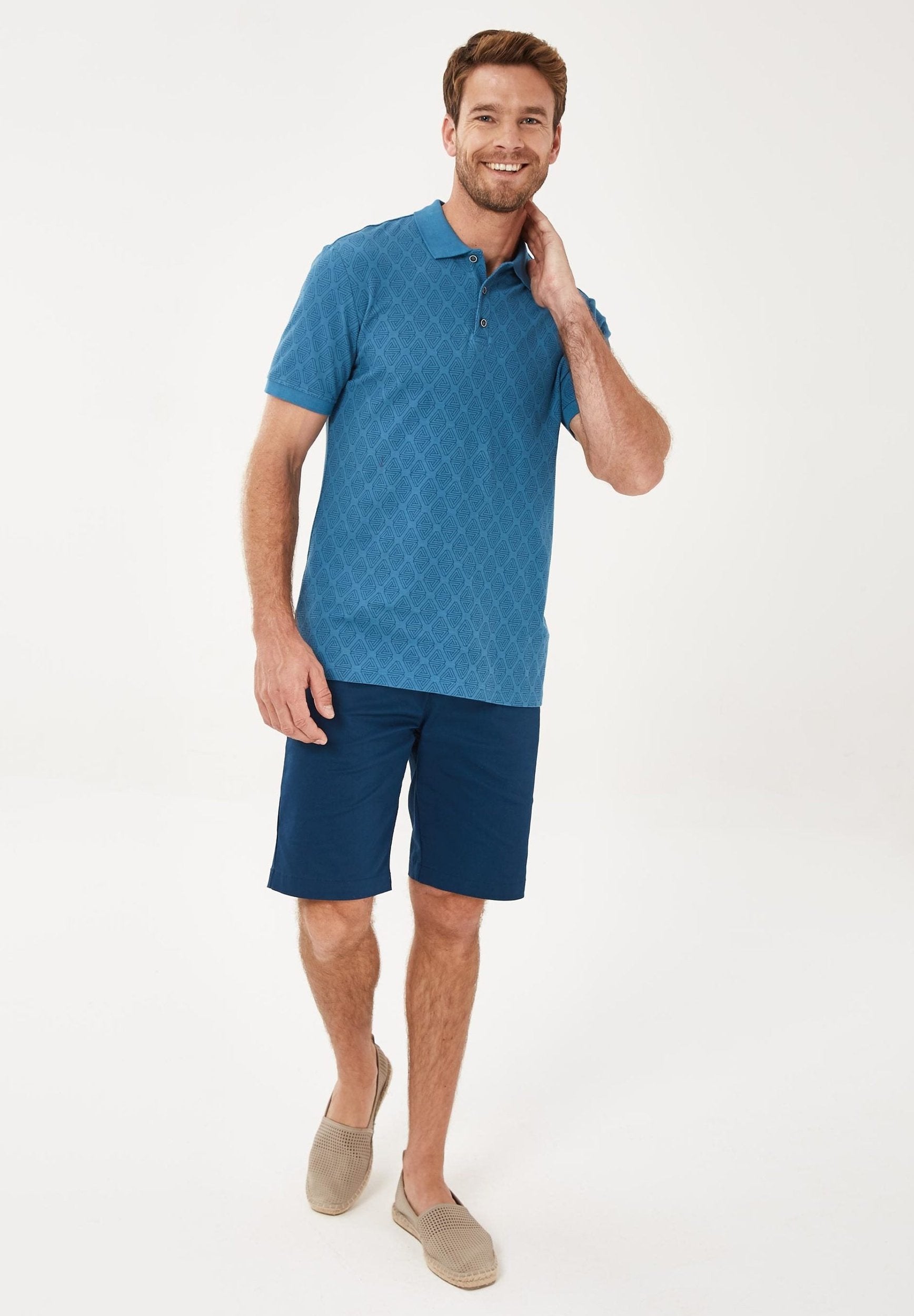 Poloshirt aus Bio-Baumwolle mit Allover-Print