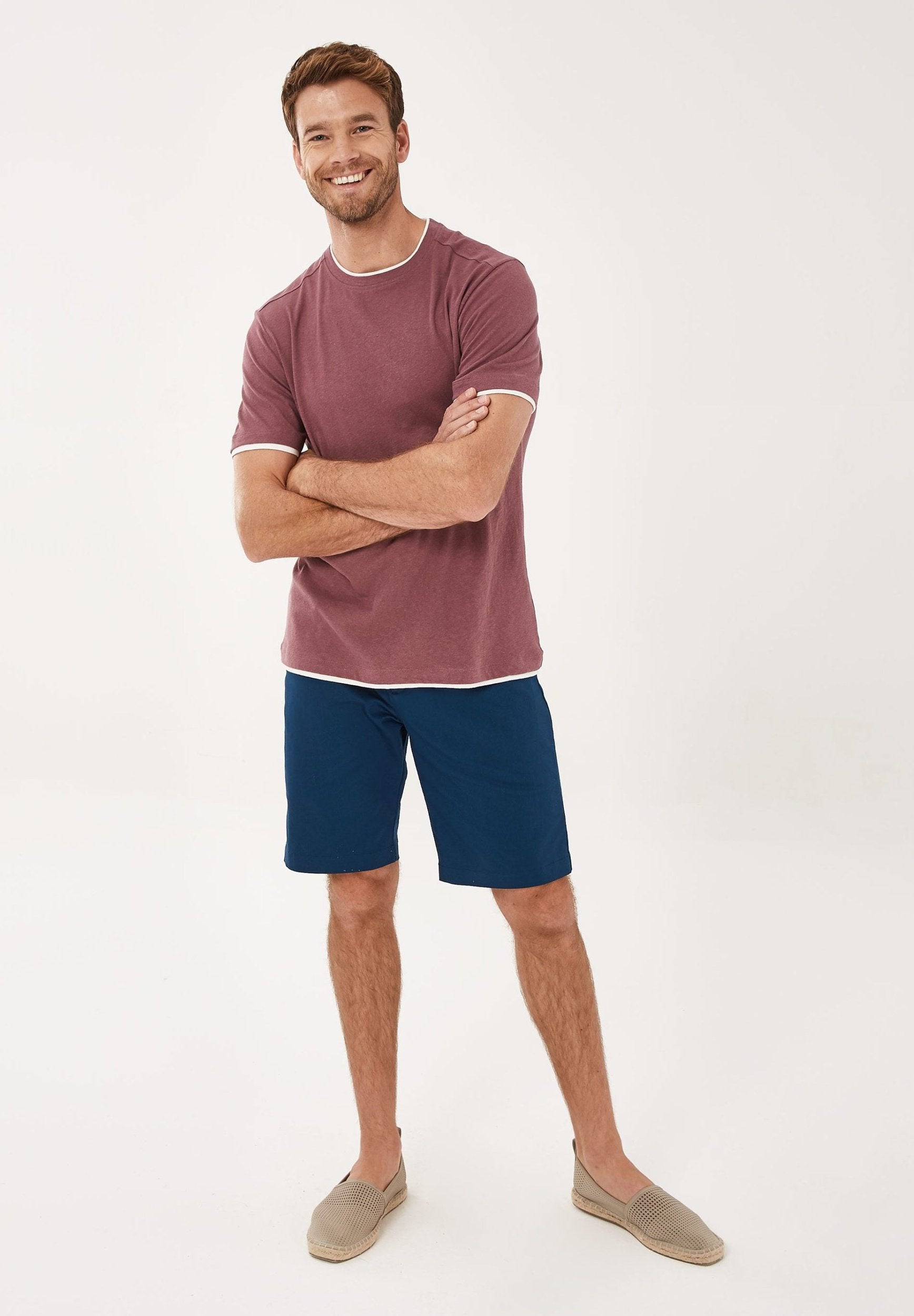 T-Shirt aus Bio-Baumwolle mit Leinen