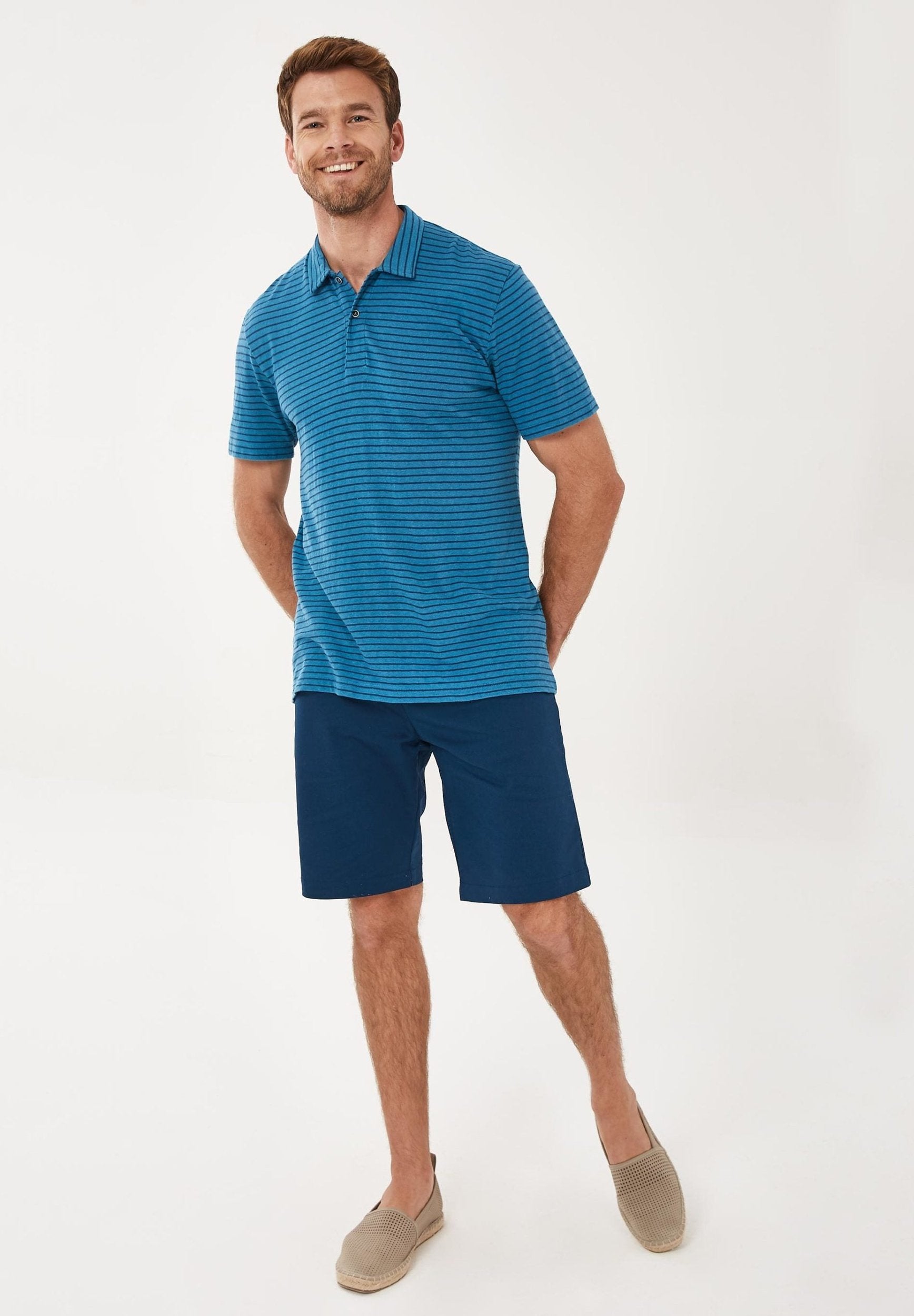 Gestreiftes Poloshirt aus Leinengemisch