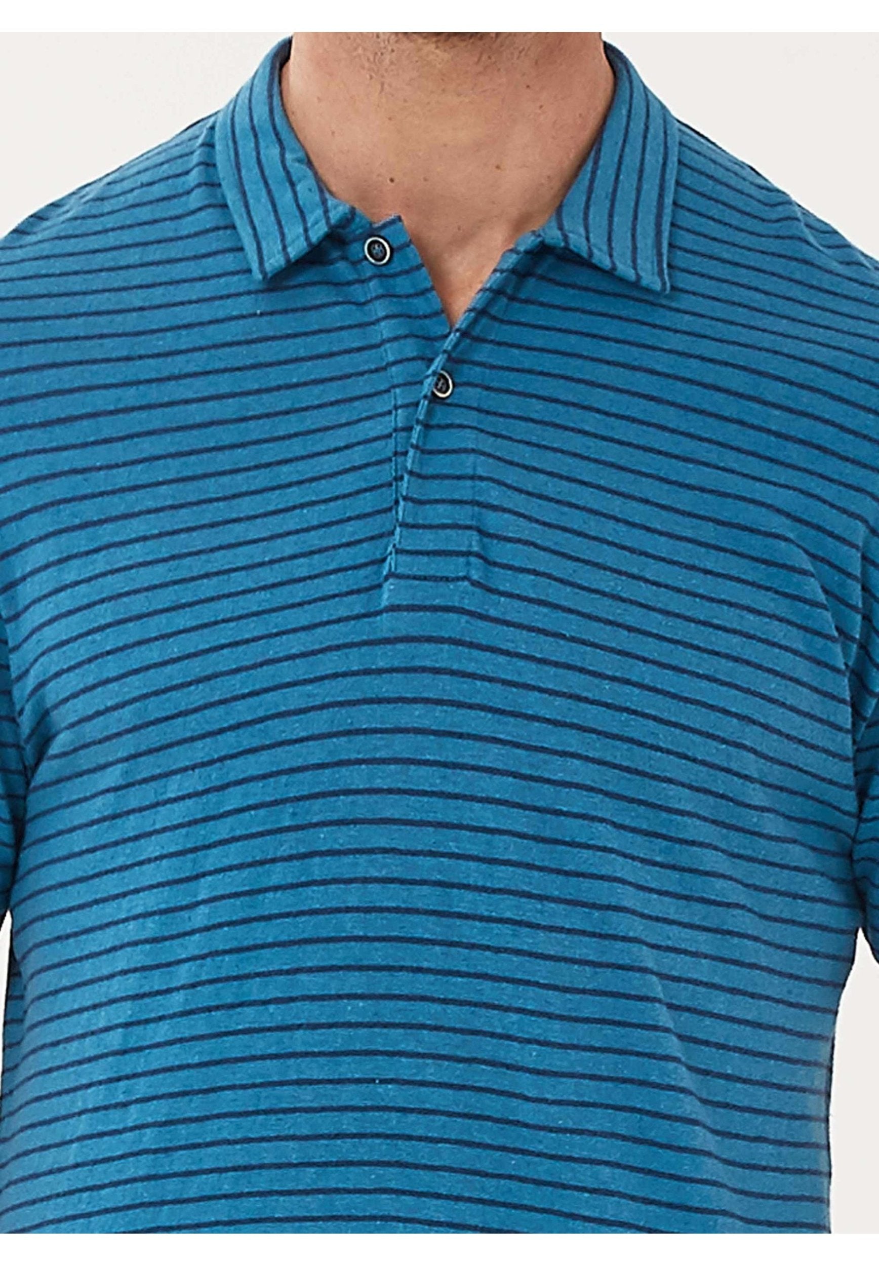 Gestreiftes Poloshirt aus Leinengemisch
