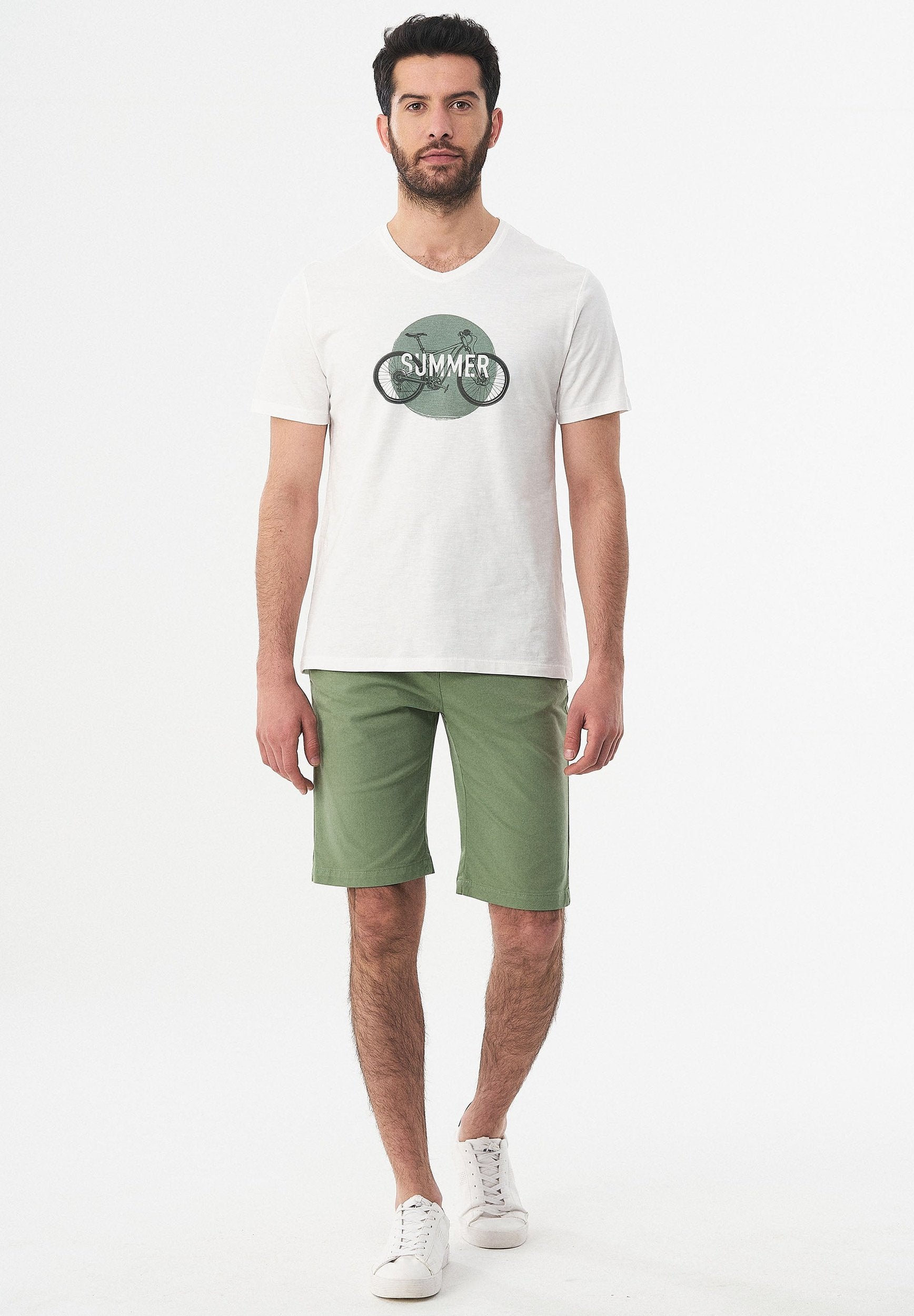 T-Shirt aus Bio-Baumwolle mit Fahrrad-Print